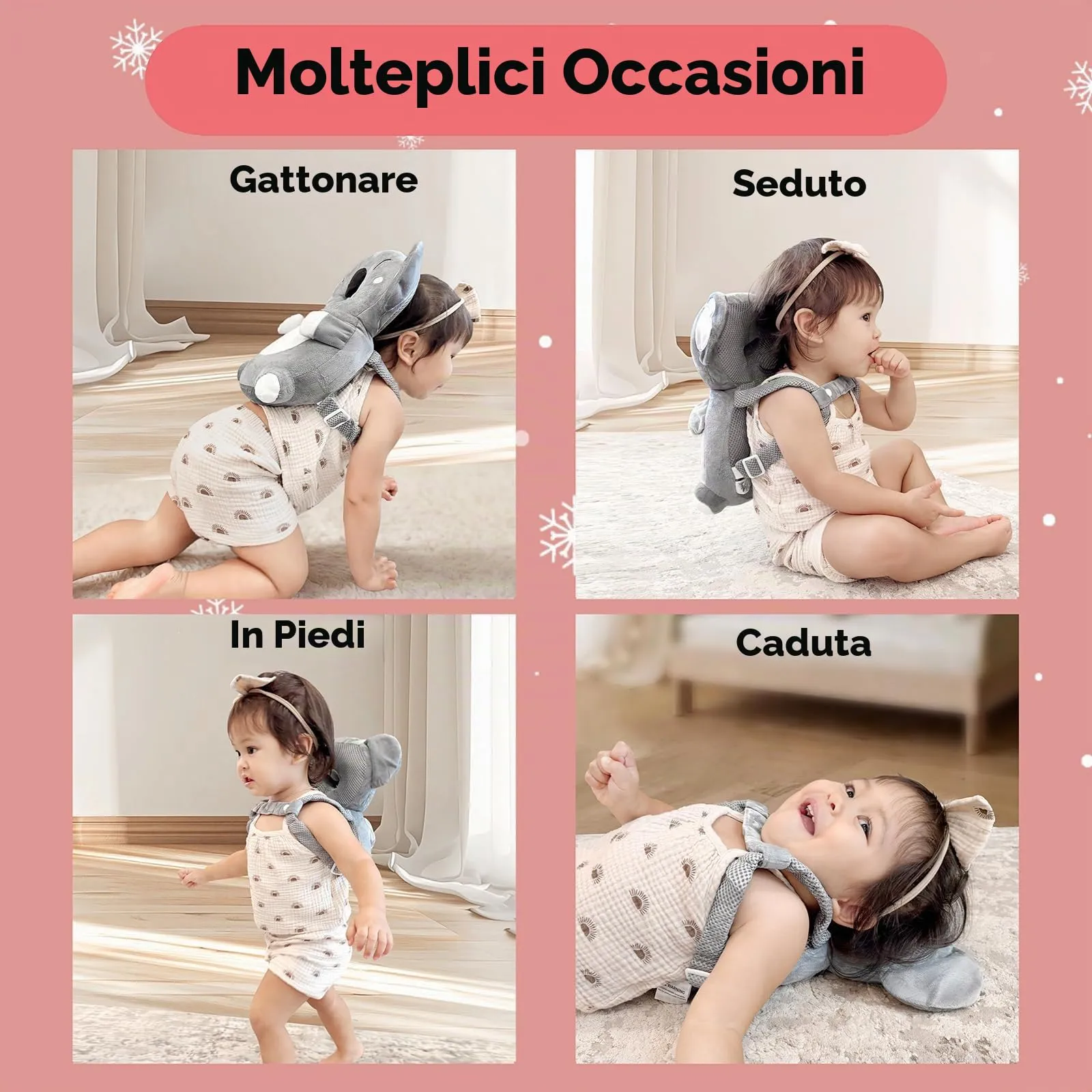 Bambebe Cuscino Anticaduta Protezione Testa per Neonato e Bambini, Zainetto Regolabile Primi Passi (Koala) - immagine 6