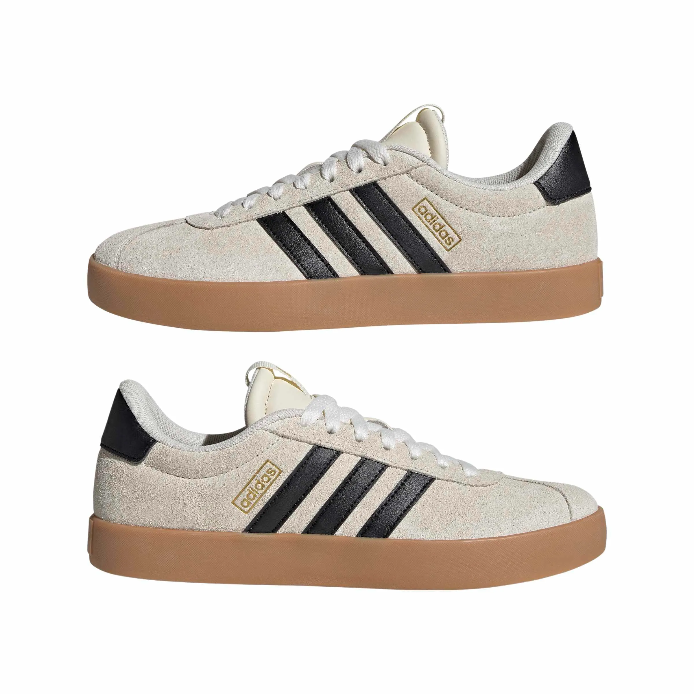 adidas VL Court 3.0 Shoes, Cream White/Core Black/Gold Met., 37 1/3 EU - immagine 9
