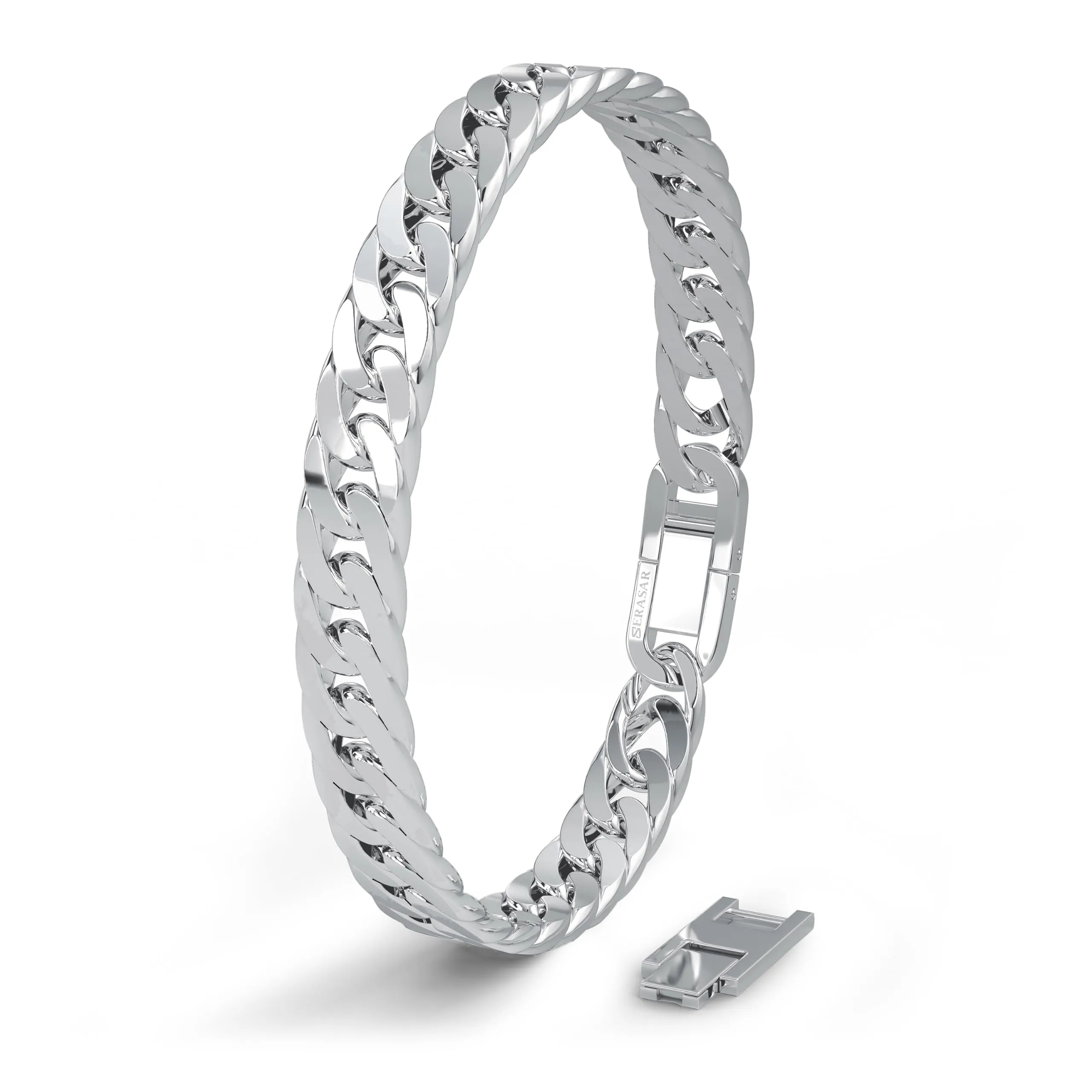 SERASAR Bracciale Uomo in Acciaio Inossidabile Catena Intrecciata Argento 23cm - immagine 1