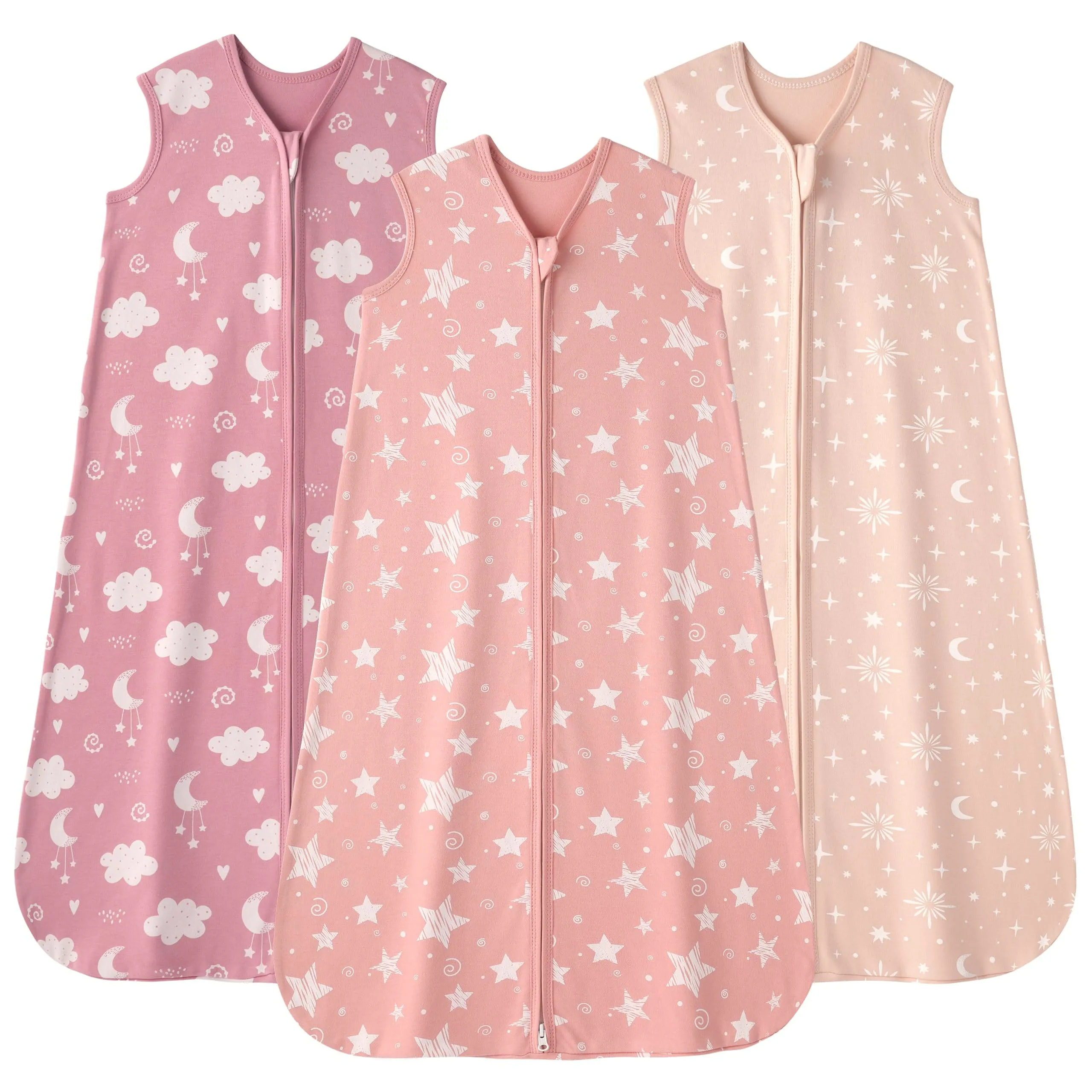 FIEMOL Sacco Nanna 18-24 Mesi 0.5 Tog in Cotone, 3 Pack, Stelle Rosa - immagine 1