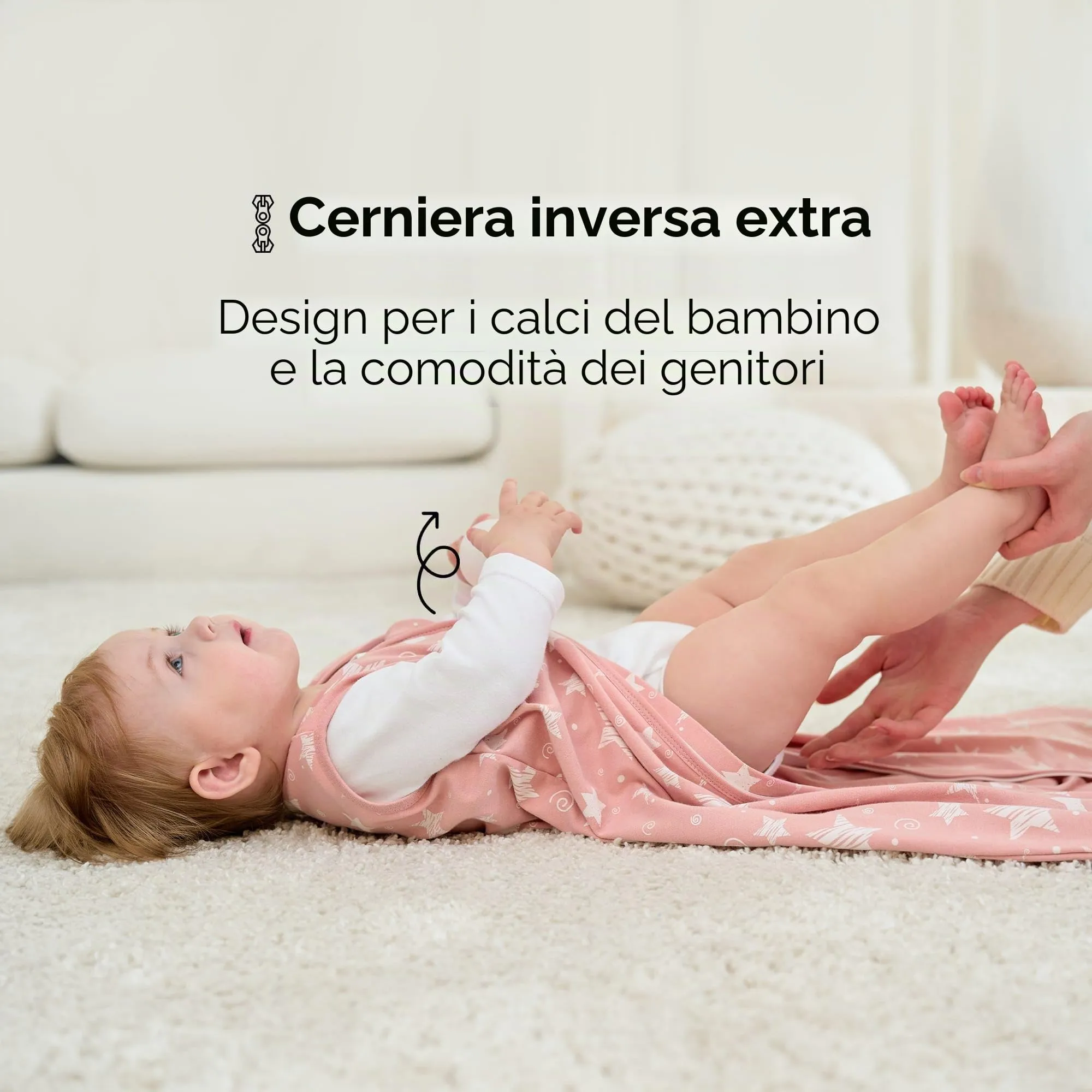 FIEMOL Sacco Nanna 18-24 Mesi 0.5 Tog in Cotone, 3 Pack, Stelle Rosa - immagine 3
