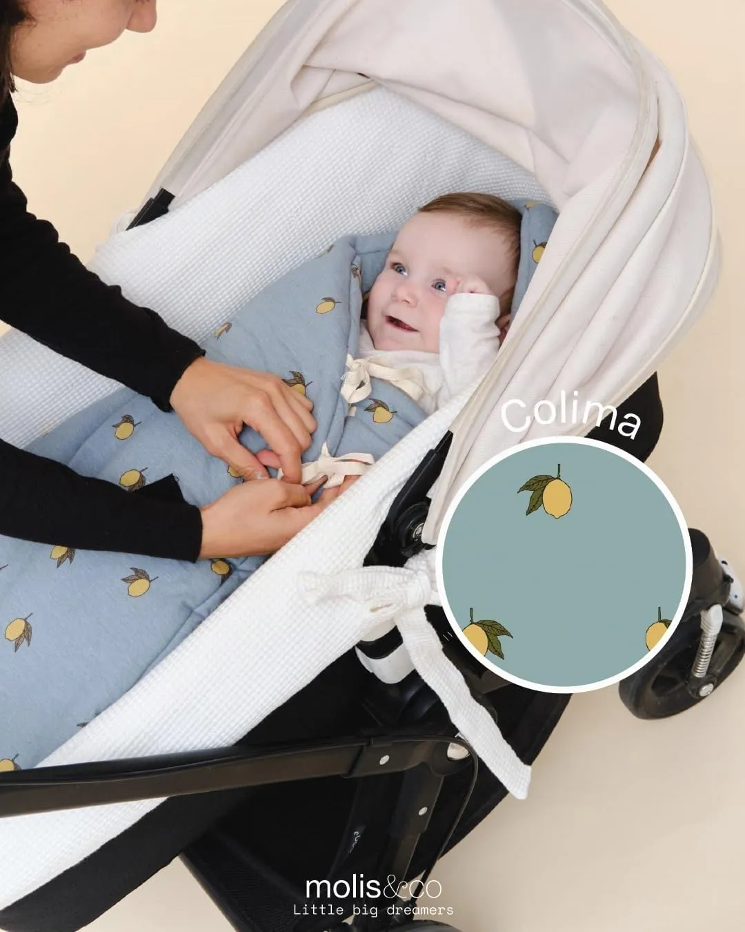 molis&co Sacco Passeggino Invernale Universale TOG 6.5, 100% Cotone OEKO-TEX 100, Colima - immagine 5
