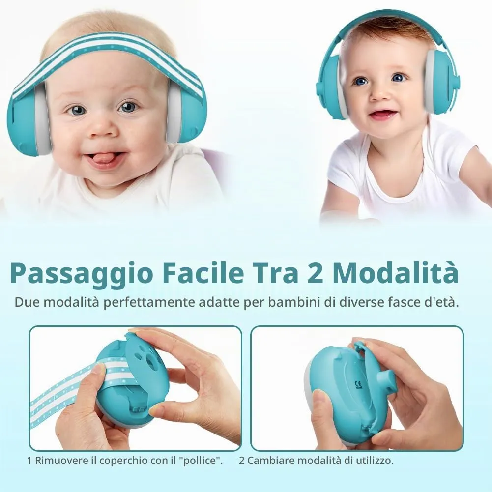 Aolso Cuffie Antirumore 2 in 1 per Neonati e Bambini fino a 48 Mesi, Archetto Regolabile, Blu - immagine 4