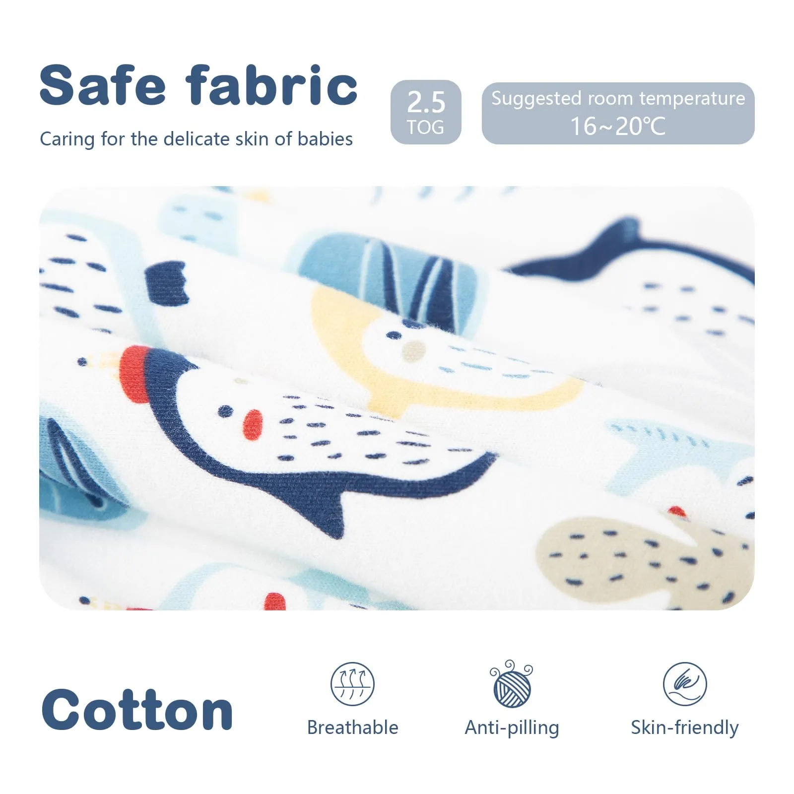 MIKAFEN Sacco Nanna con Gambe per Bambini, 2.5 Tog, Pinguino Blu, 18-36 Mesi - immagine 7