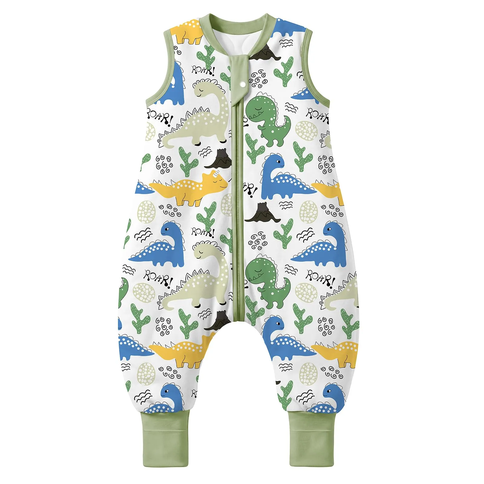 MIKAFEN Sacco Nanna con Gambe per Bambini, 2.5 Tog, Dinosauro Verde, 3-4 anni - immagine 1