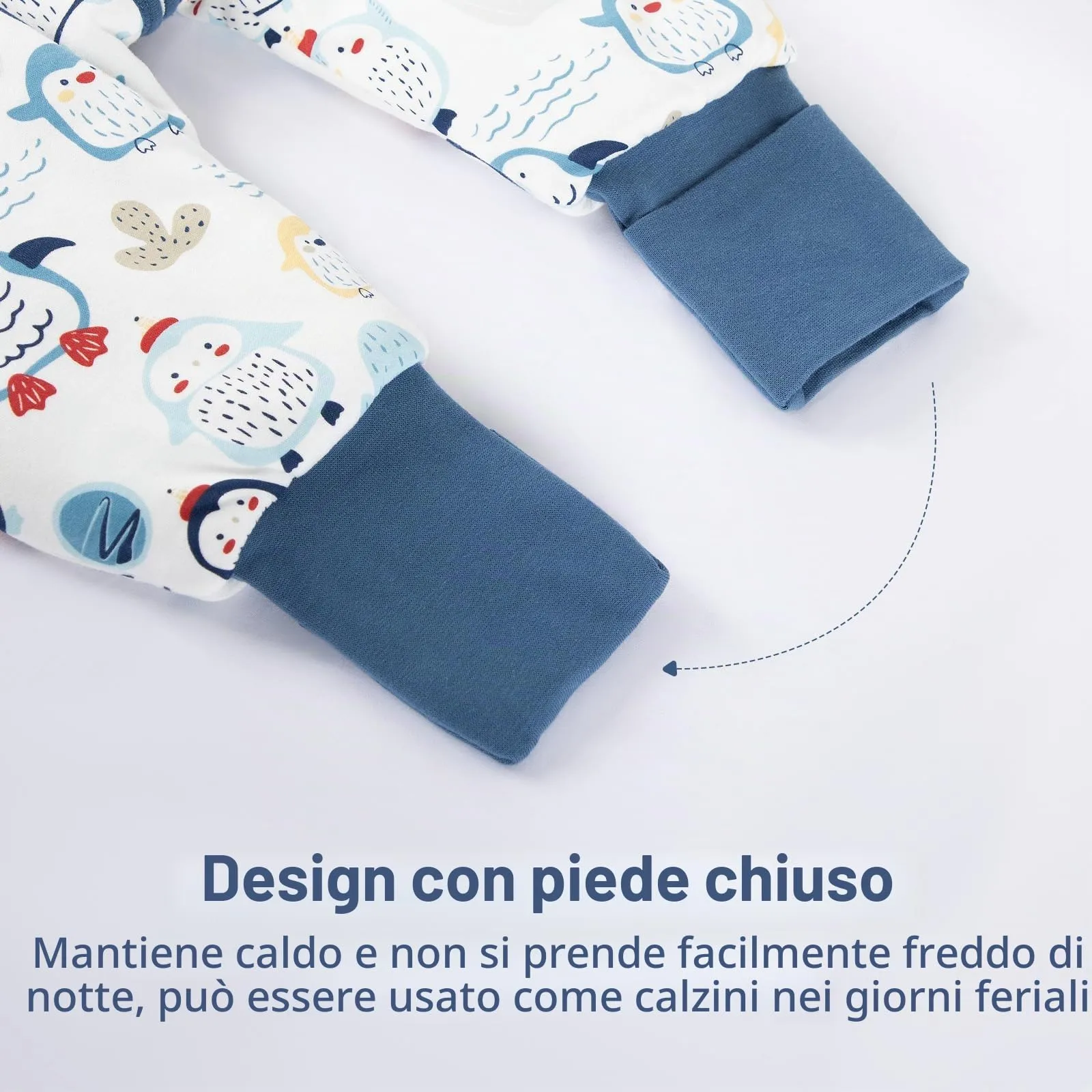 MIKAFEN Sacco Nanna con Gambe per Bambini, 2.5 Tog, Pinguino Blu, 4-5 anni - immagine 5