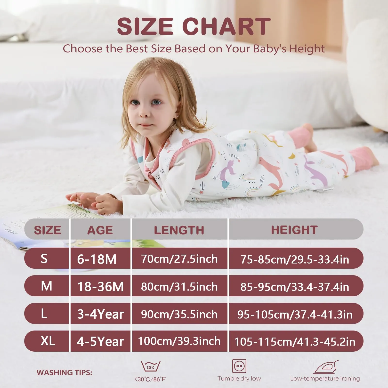 MIKAFEN Sacco Nanna con Gambe per Bambini 2,5 Tog, Balena Arcobaleno, 4-5 anni - immagine 6