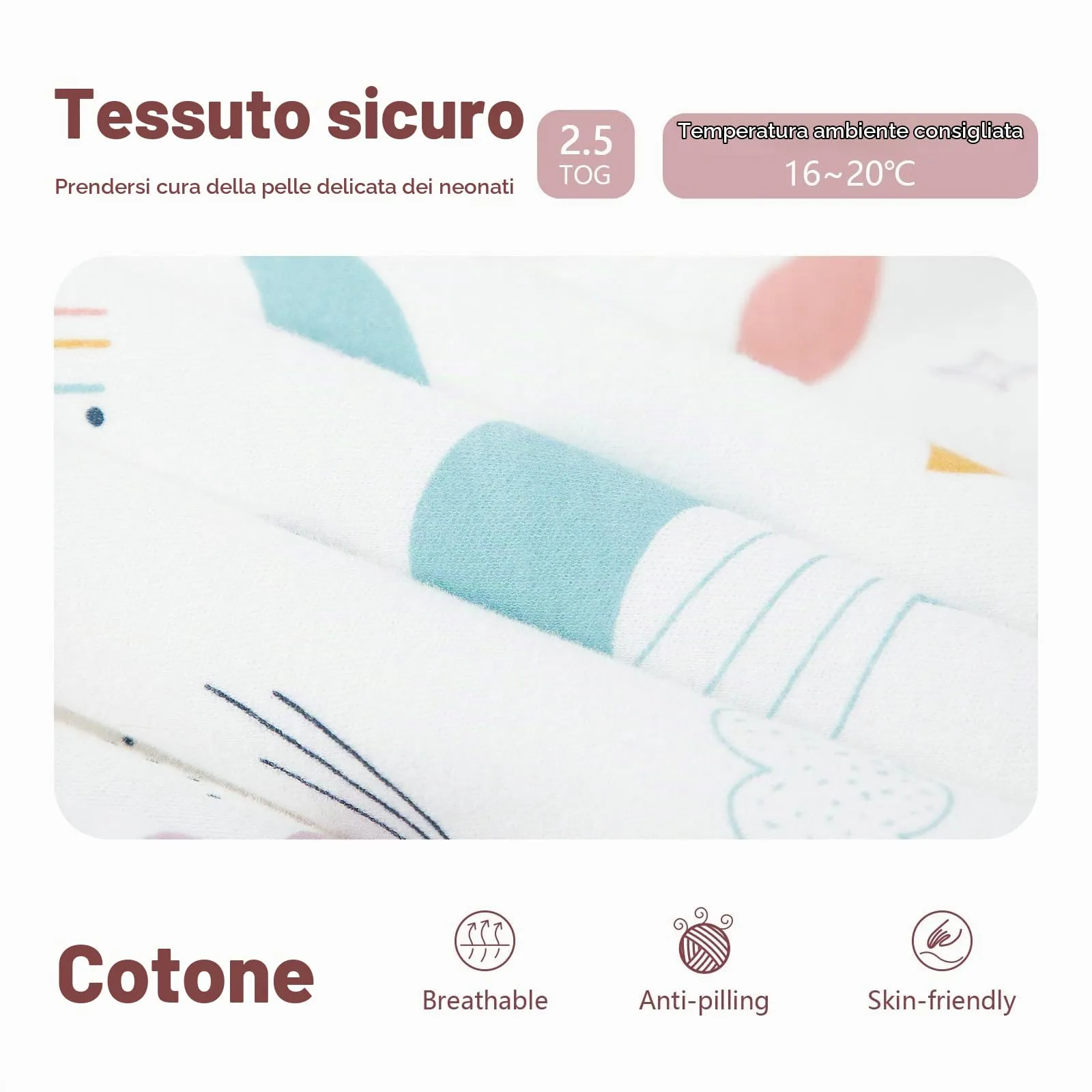MIKAFEN Sacco Nanna con Gambe per Bambini 2,5 Tog, Balena Arcobaleno, 4-5 anni - immagine 7