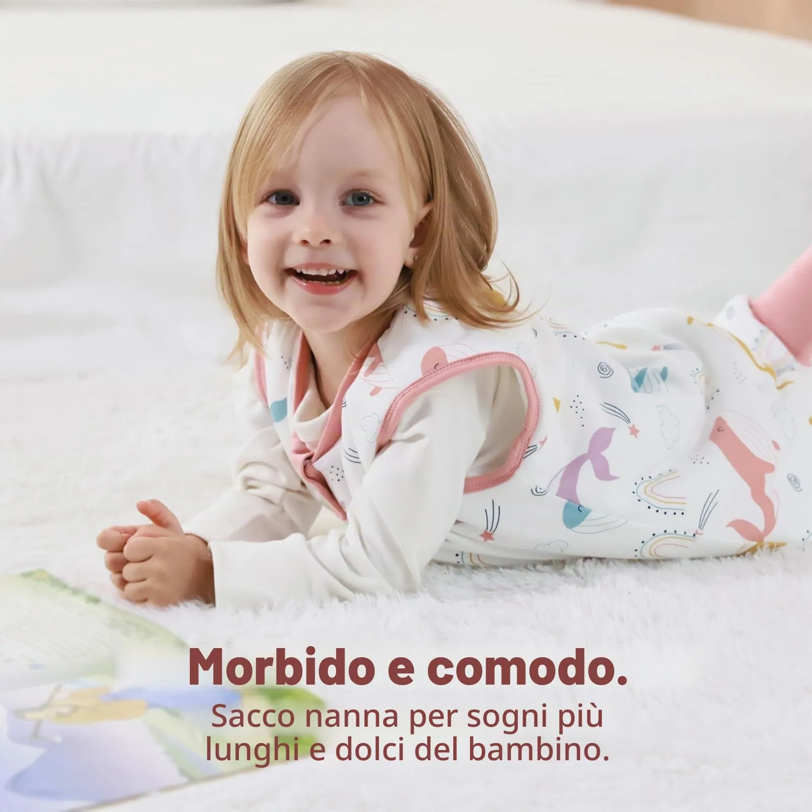 MIKAFEN Sacco Nanna con Gambe per Bambini 2,5 Tog, Balena Arcobaleno, 4-5 anni - immagine 8
