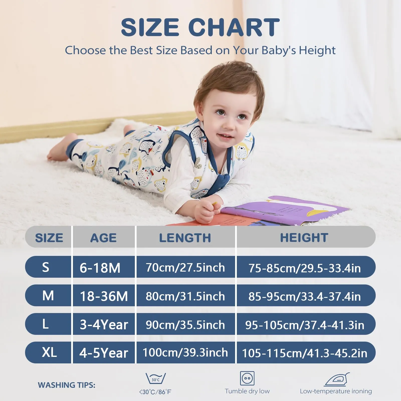 MIKAFEN Sacco Nanna con Gambe per Bambini, 2,5 Tog, Pinguino Blu, 6-18 Mesi - immagine 6