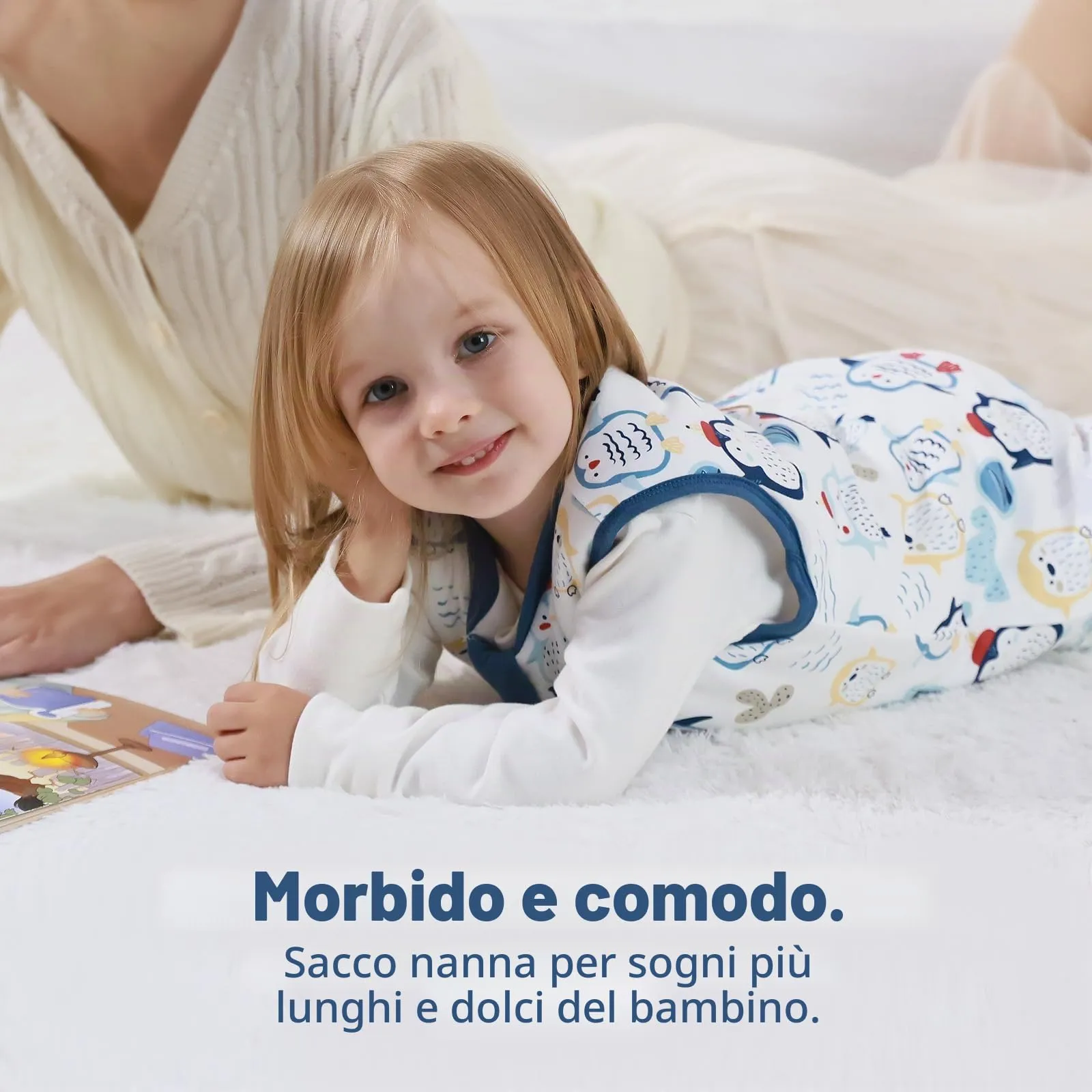 MIKAFEN Sacco Nanna con Gambe per Bambini, 2,5 Tog, Pinguino Blu, 6-18 Mesi - immagine 8