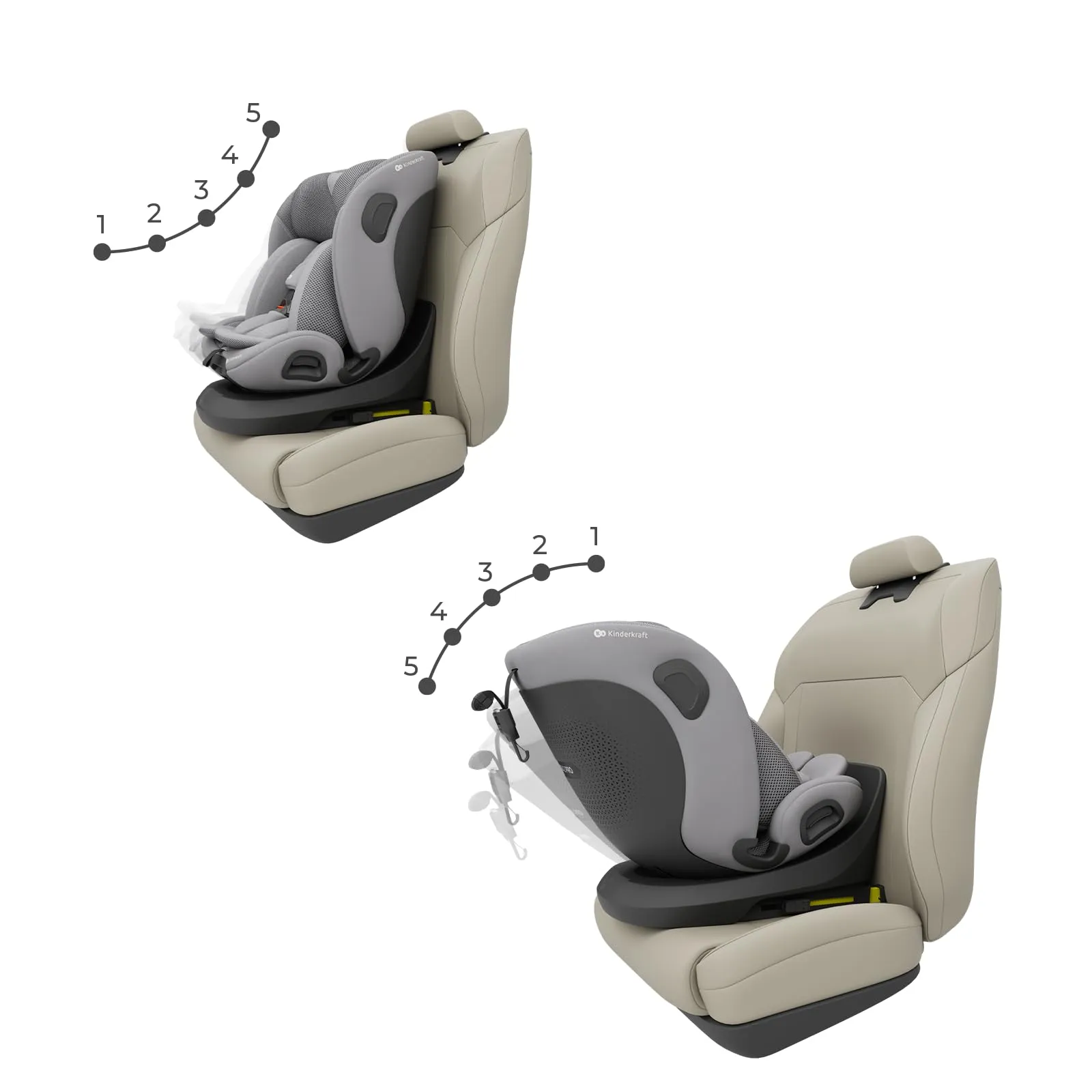 Kinderkraft I-Grow 2 Pro Seggiolino Auto 40-150 cm ISOFIX 360° Grigio - immagine 6