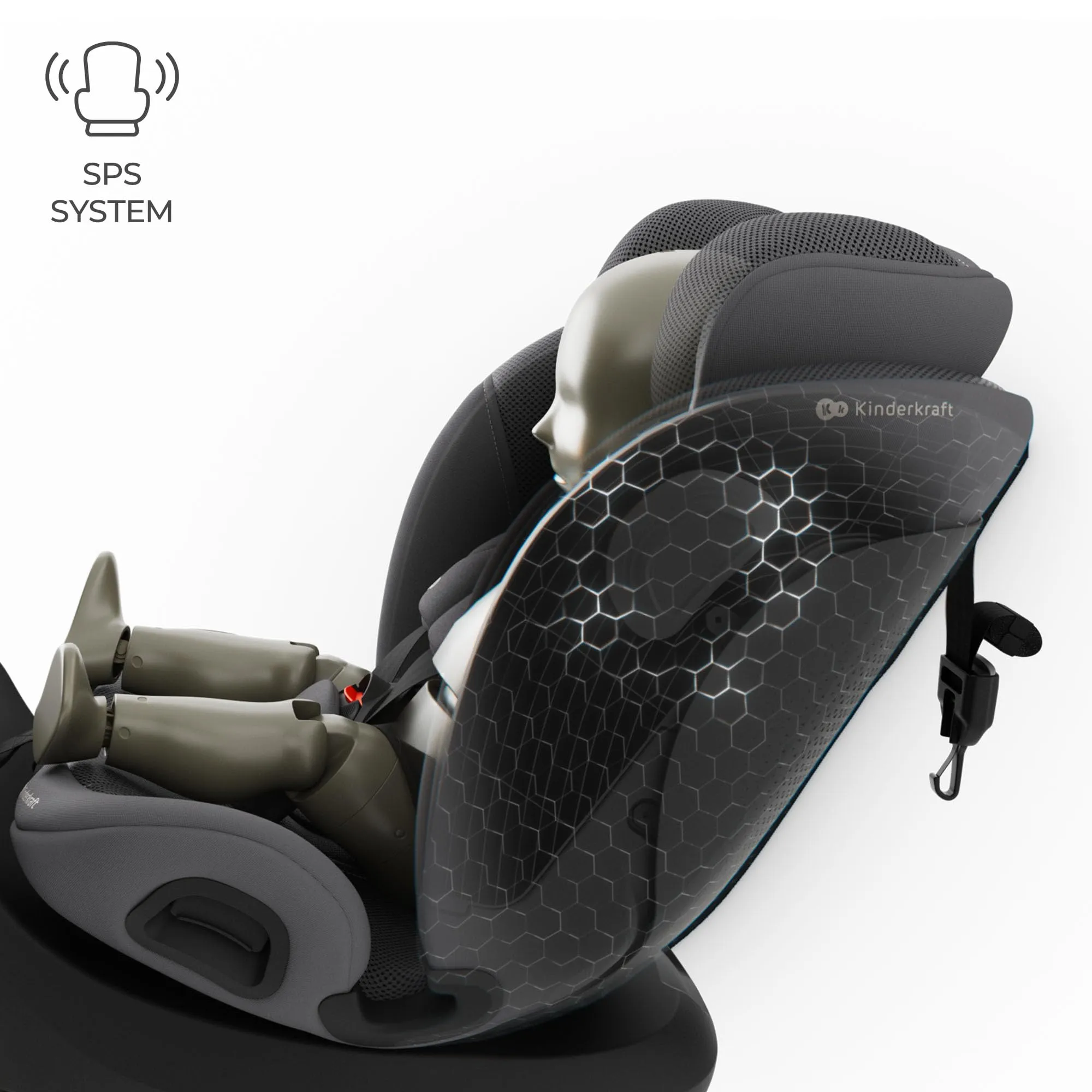 Kinderkraft I-Grow 2 Pro Seggiolino Auto 40-150 cm ISOFIX 360° Grigio - immagine 8