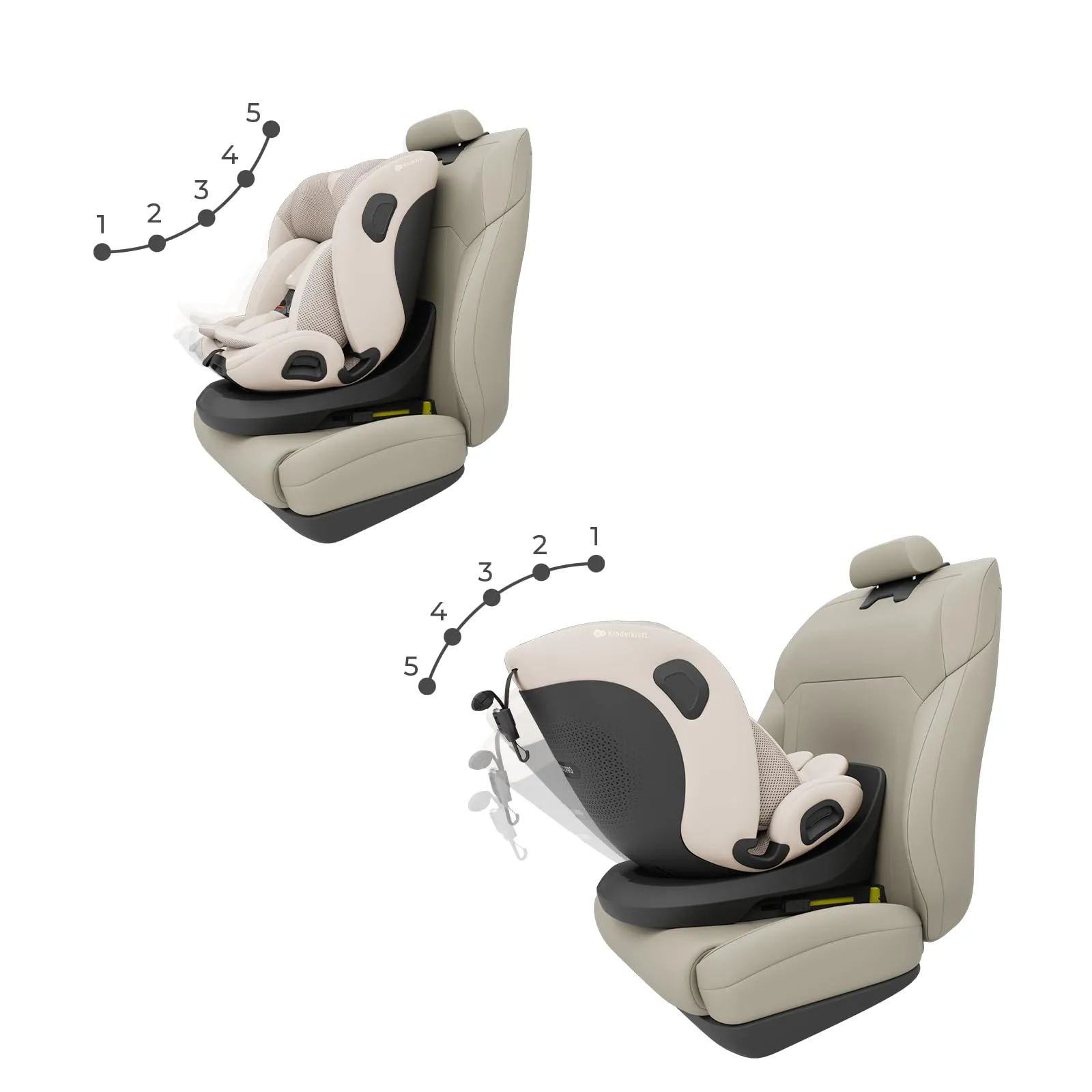 Kinderkraft I-Grow 2 Pro Seggiolino Auto 40-150 cm ISOFIX 360° Beige - immagine 6