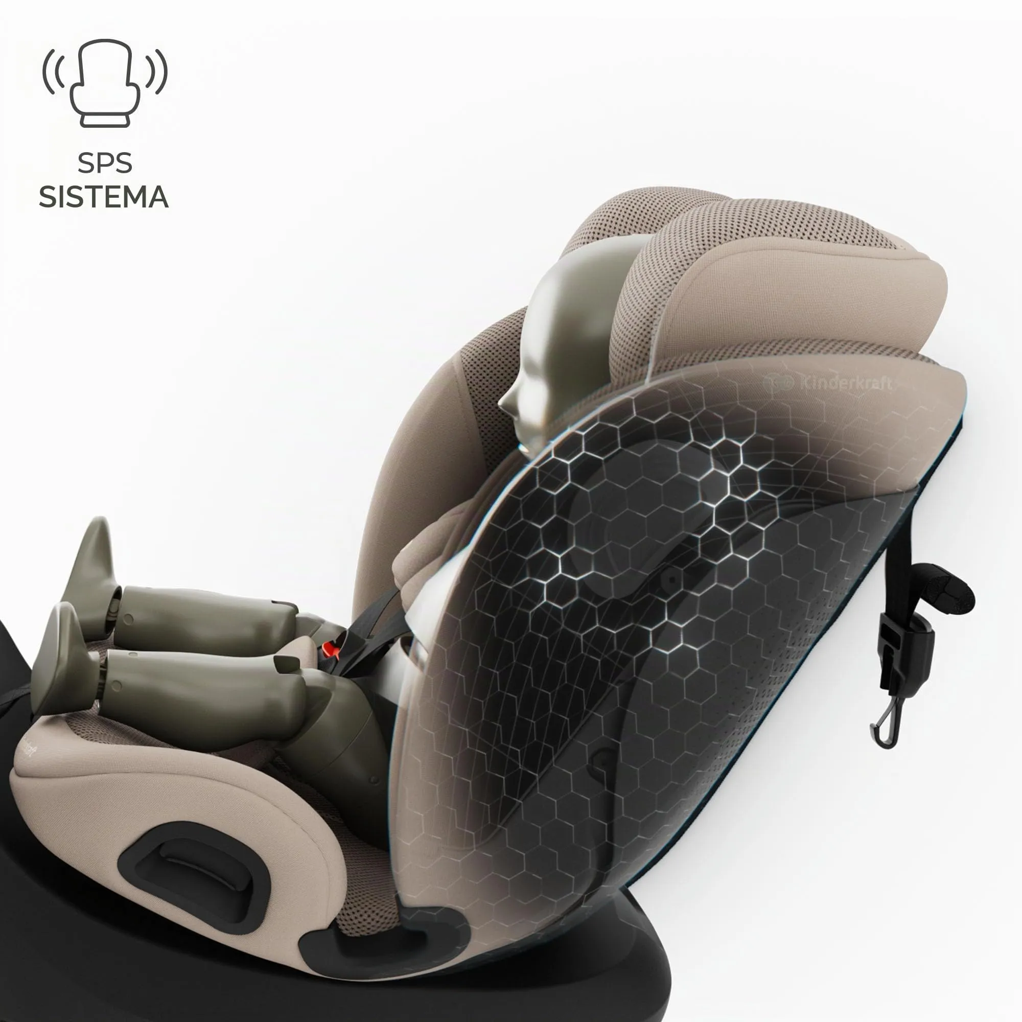 Kinderkraft I-Grow 2 Pro Seggiolino Auto 40-150 cm ISOFIX 360° Beige - immagine 8