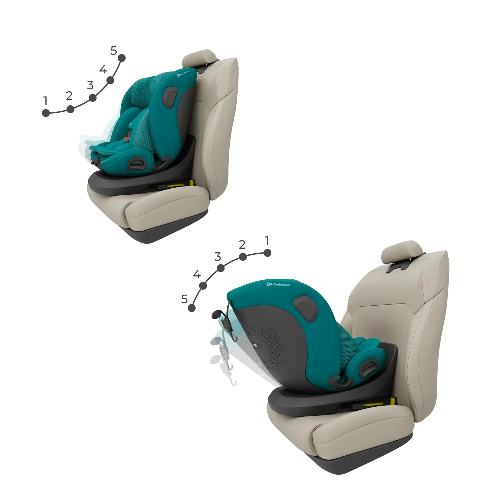 Kinderkraft I-Grow 2 Pro Seggiolino Auto 40-150 cm ISOFIX 360° Verde - immagine 6