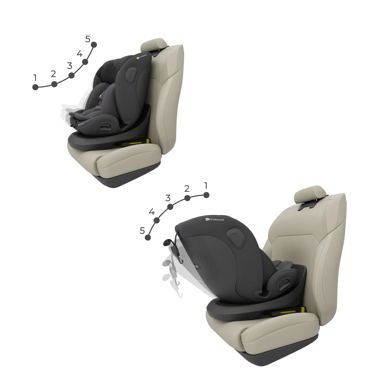 Kinderkraft I-Grow 2 Pro Seggiolino Auto 40-150 cm ISOFIX 360° Nero - immagine 6