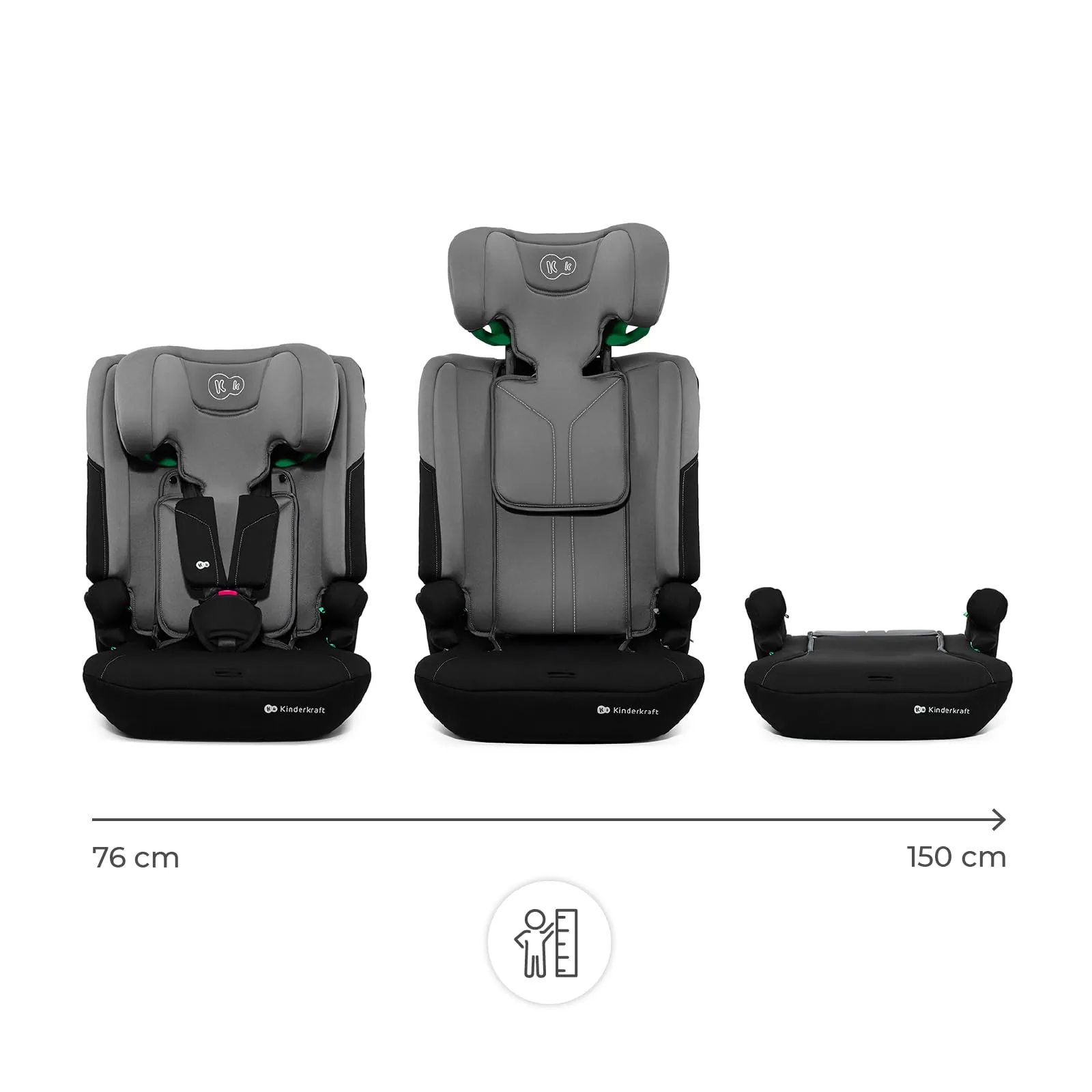 Kinderkraft I-Comfy Seggiolino Auto 76-150 cm Easy Grow, Grigio Scuro - immagine 3