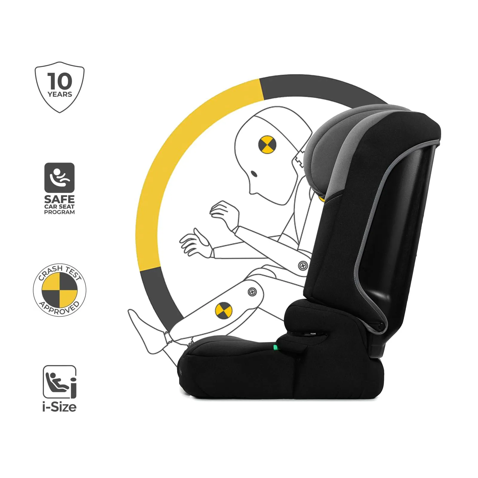 Kinderkraft I-Comfy Seggiolino Auto 76-150 cm Easy Grow, Grigio Scuro - immagine 9