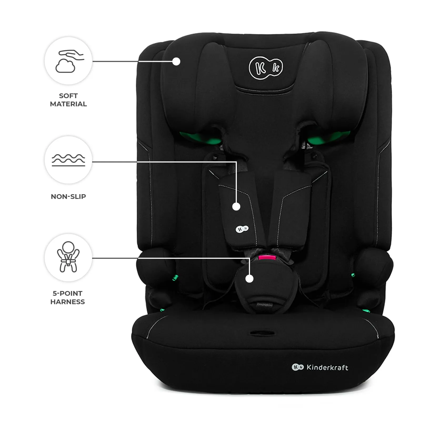 Kinderkraft I-Comfy Seggiolino Auto 76-150 cm Easy Grow, Nero - immagine 8
