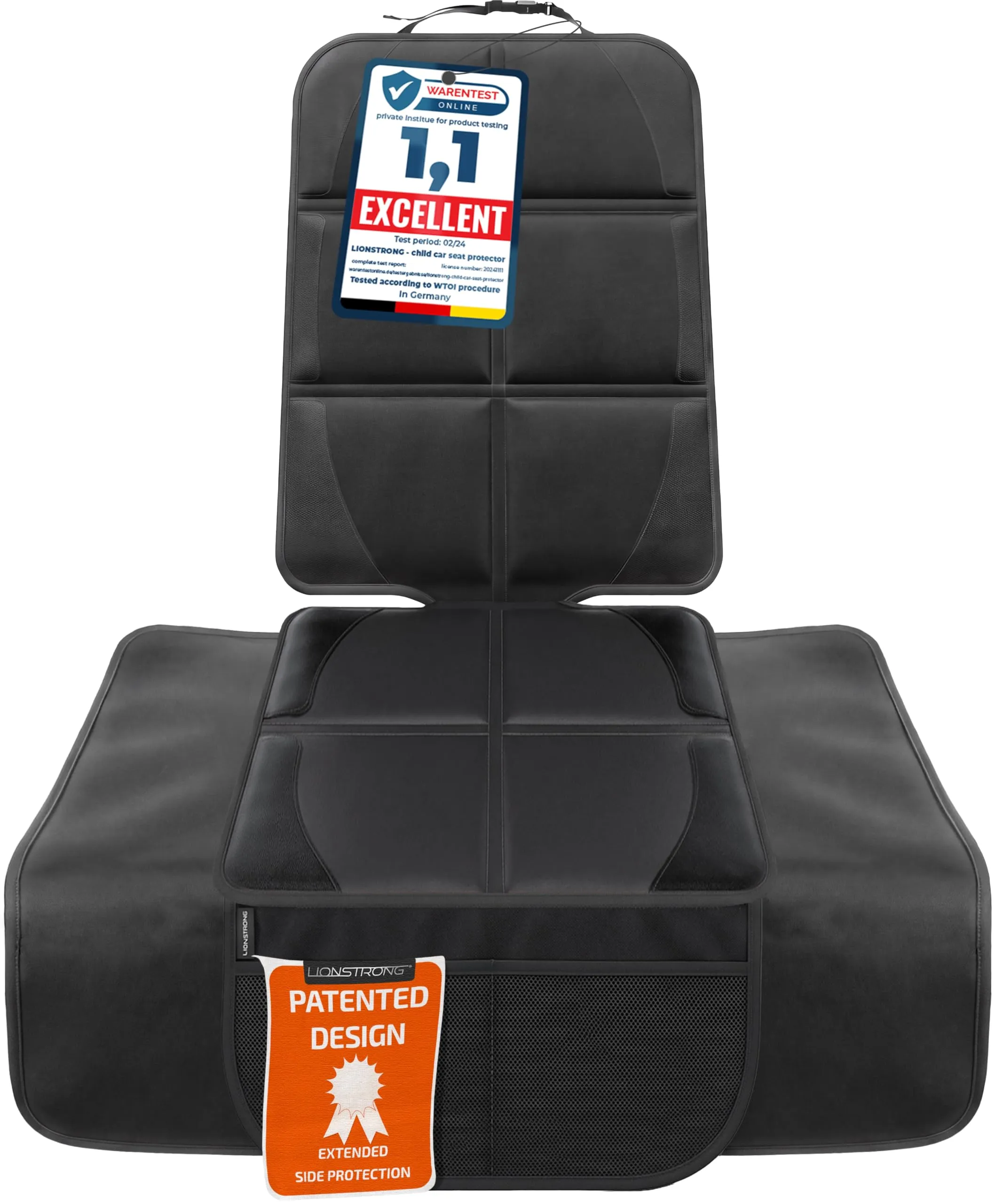 LIONSTRONG Protettori per Sedile ISOFIX Extra Grande - Nero - immagine 1