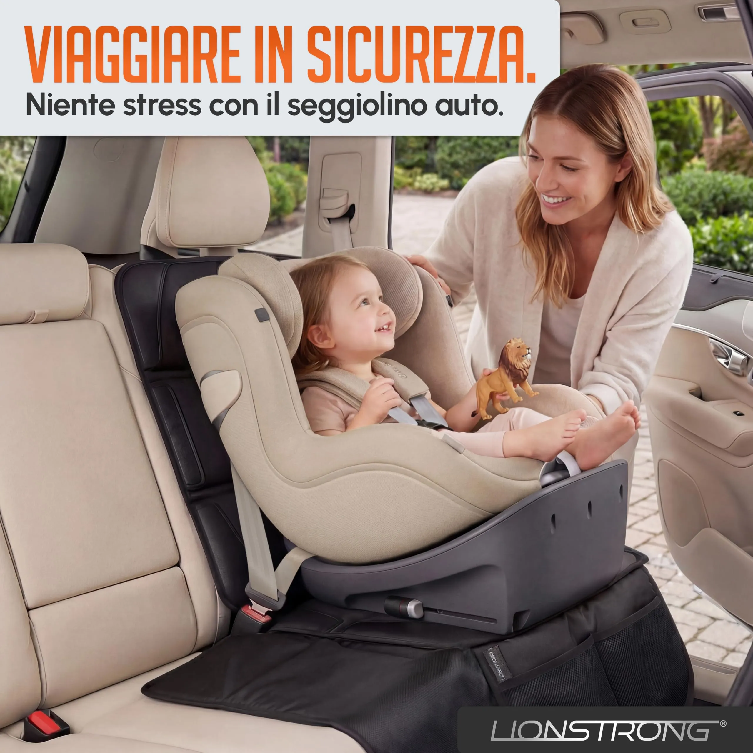 LIONSTRONG Protettori per Sedile ISOFIX Extra Grande - Nero - immagine 6