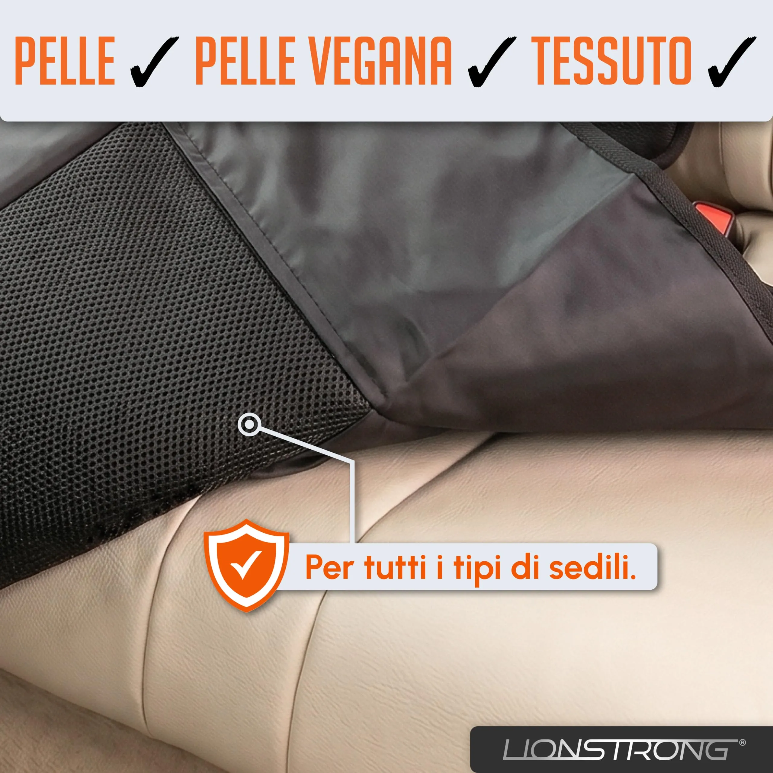 LIONSTRONG Protettori per Sedile ISOFIX Extra Grande - Nero - immagine 7