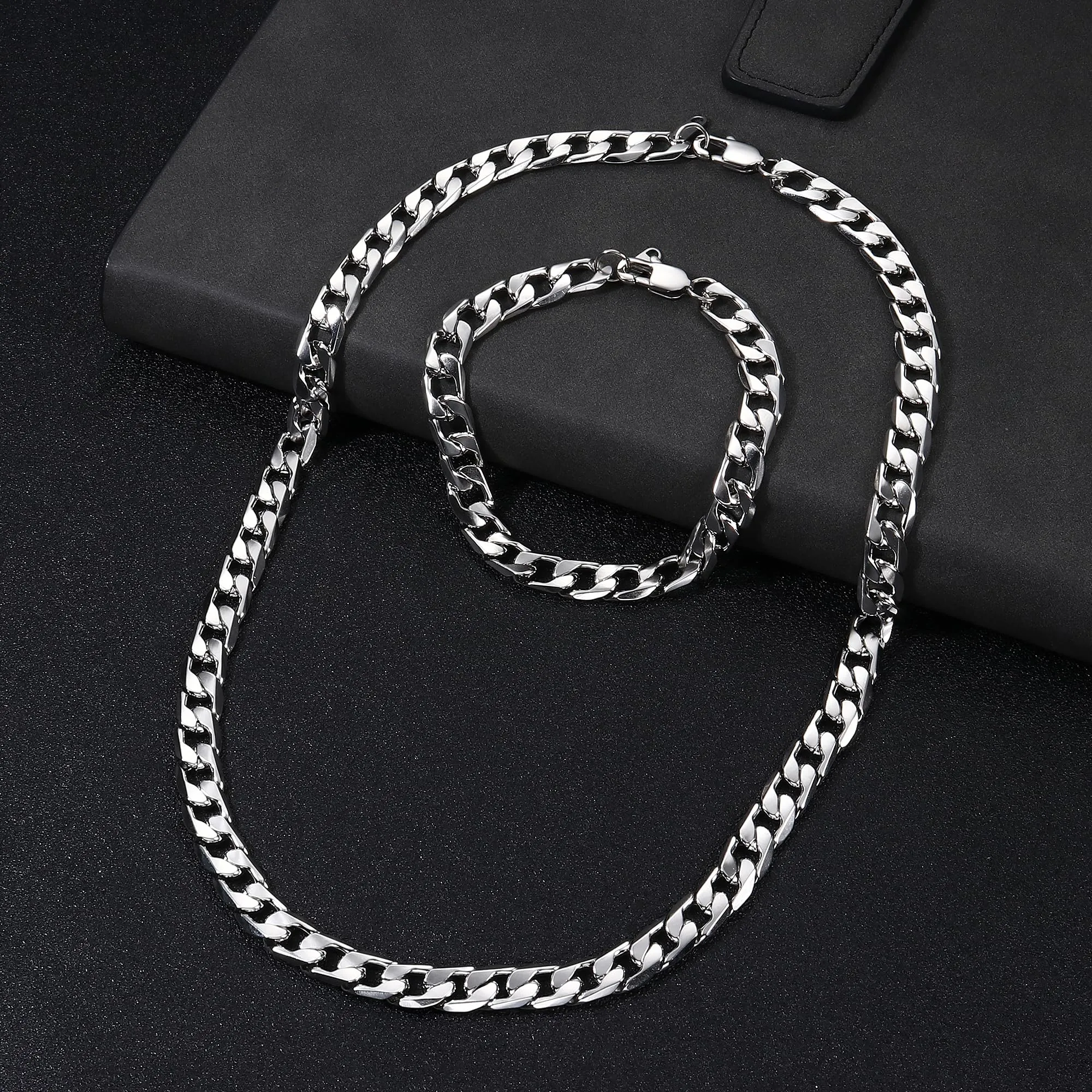 LOLIAS Collana e Bracciale a Catena da Uomo in Acciaio Inossidabile - immagine 7