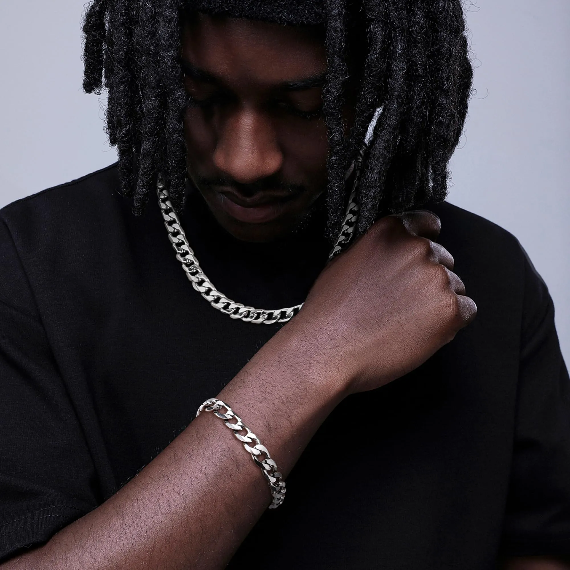 LOLIAS Set Collana e Bracciale a Catena in Acciaio Inossidabile per Uomo - immagine 6
