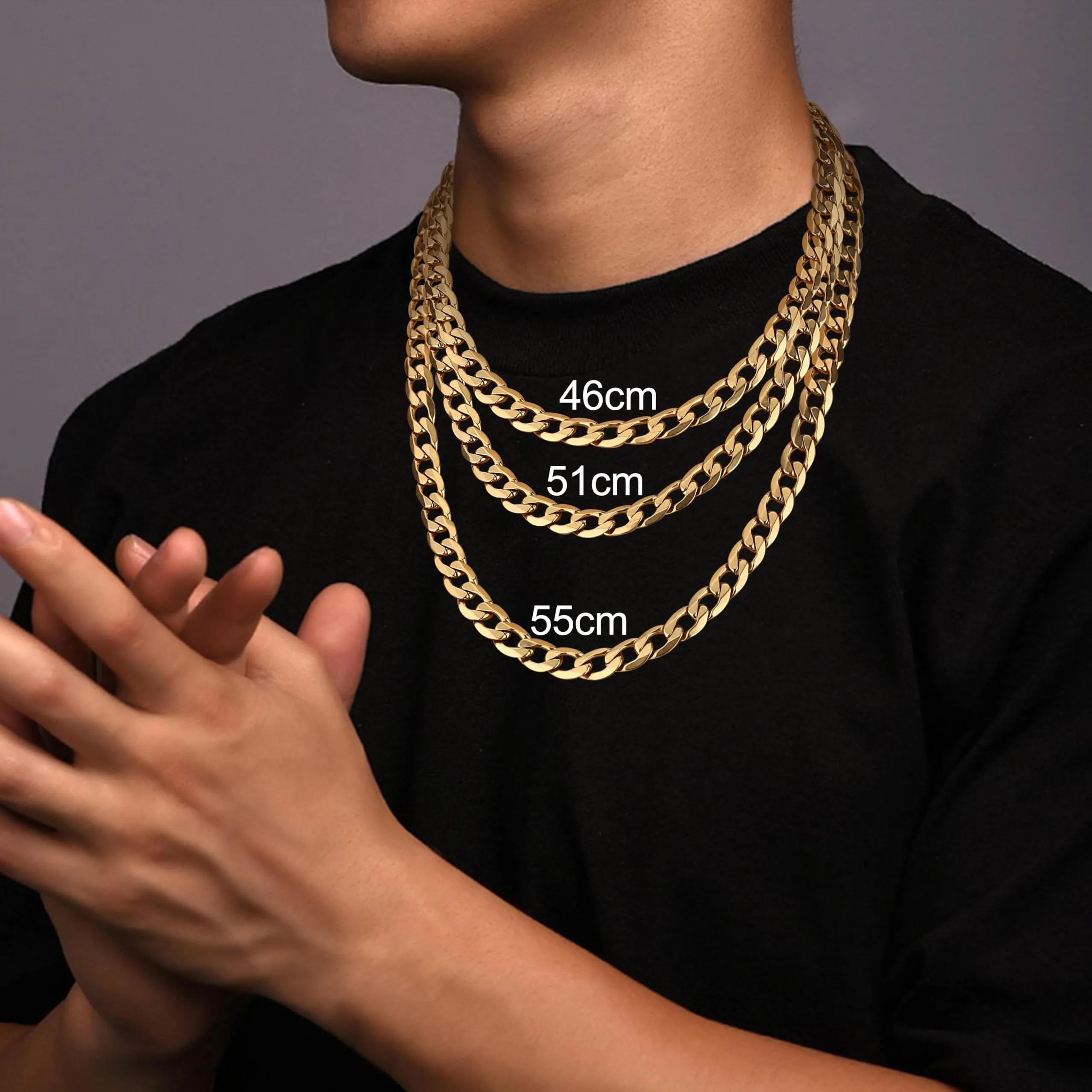 LOLIAS Set Collana e Bracciale Uomo in Acciaio Inossidabile Placcato Oro 14k, 46 cm - immagine 2