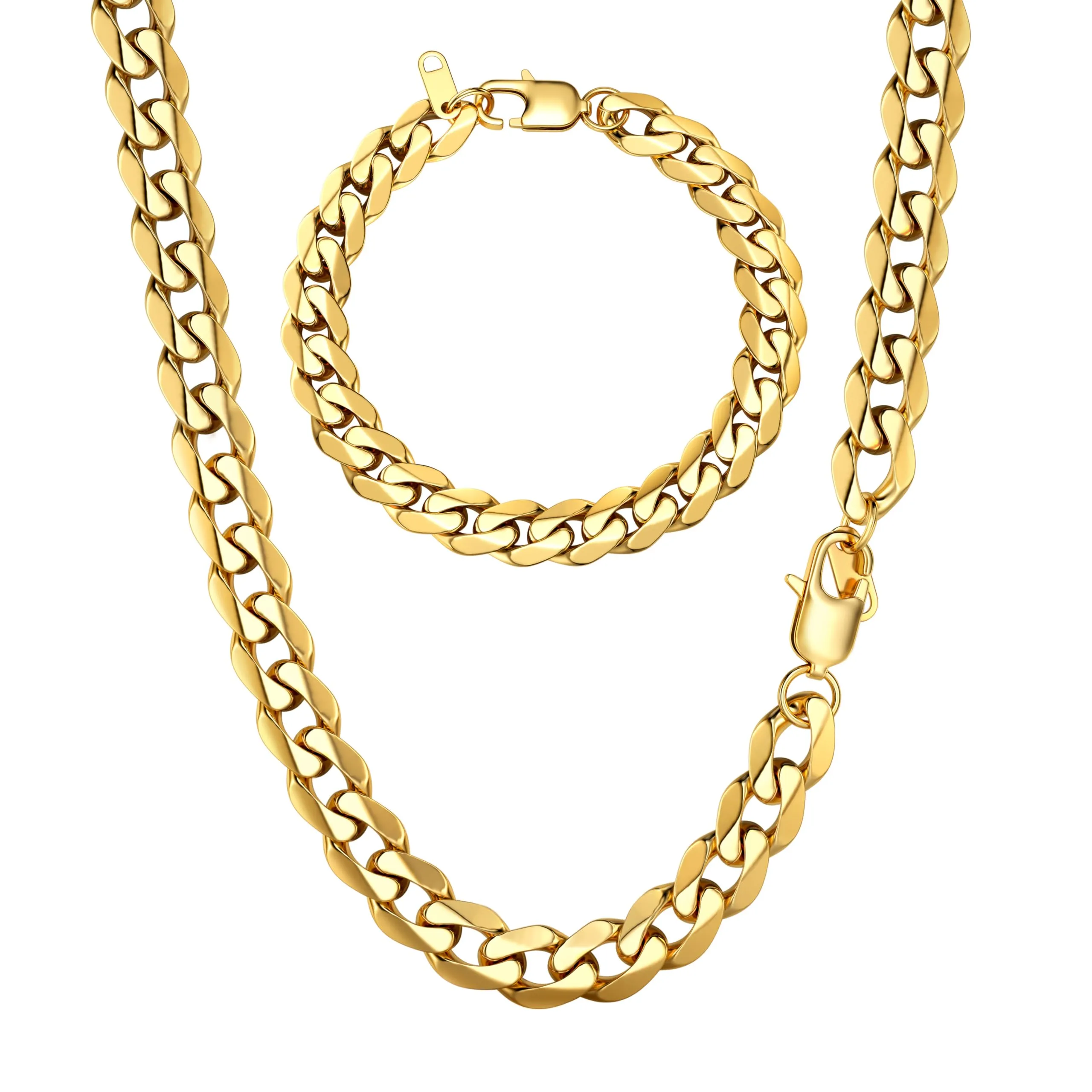 LOLIAS Set Collana e Bracciale Uomo in Acciaio Inossidabile Placcato Oro 14k, 46 cm - immagine 9