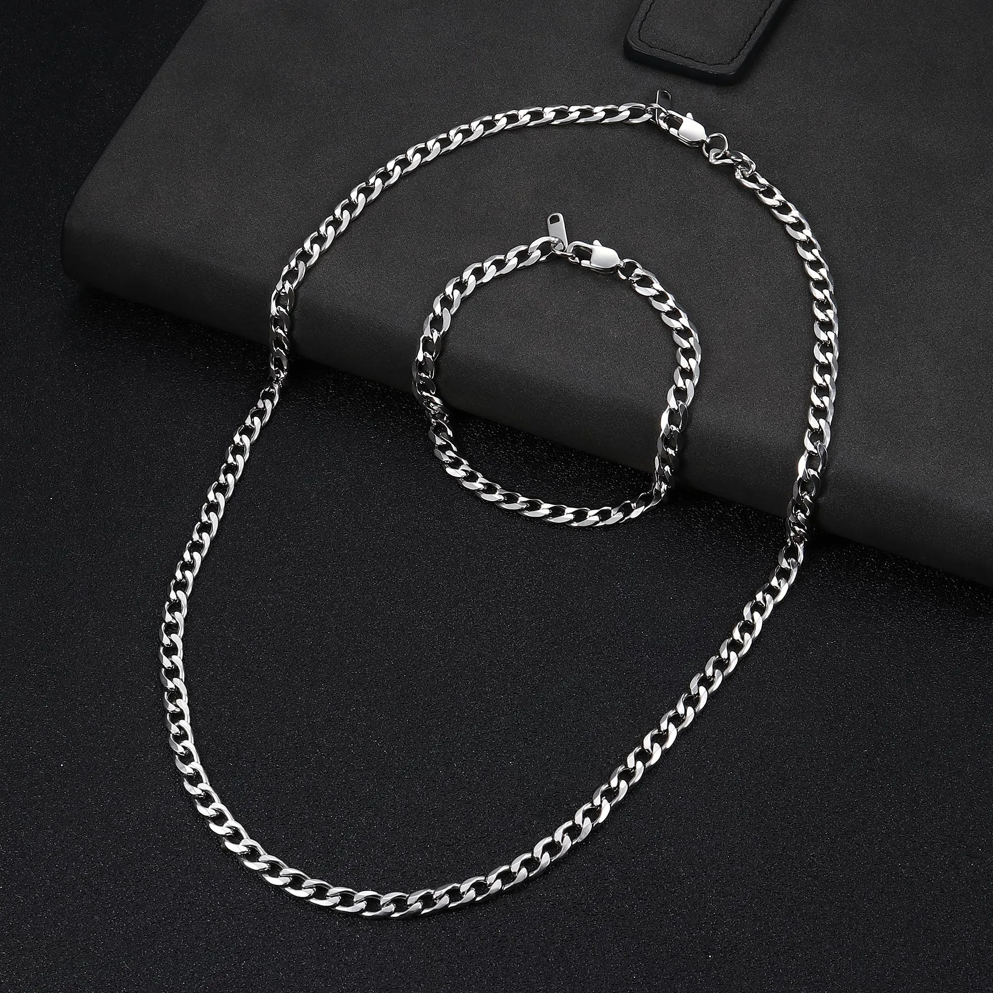 LOLIAS Collana e Bracciale a Catena da Uomo in Acciaio Inossidabile - immagine 7