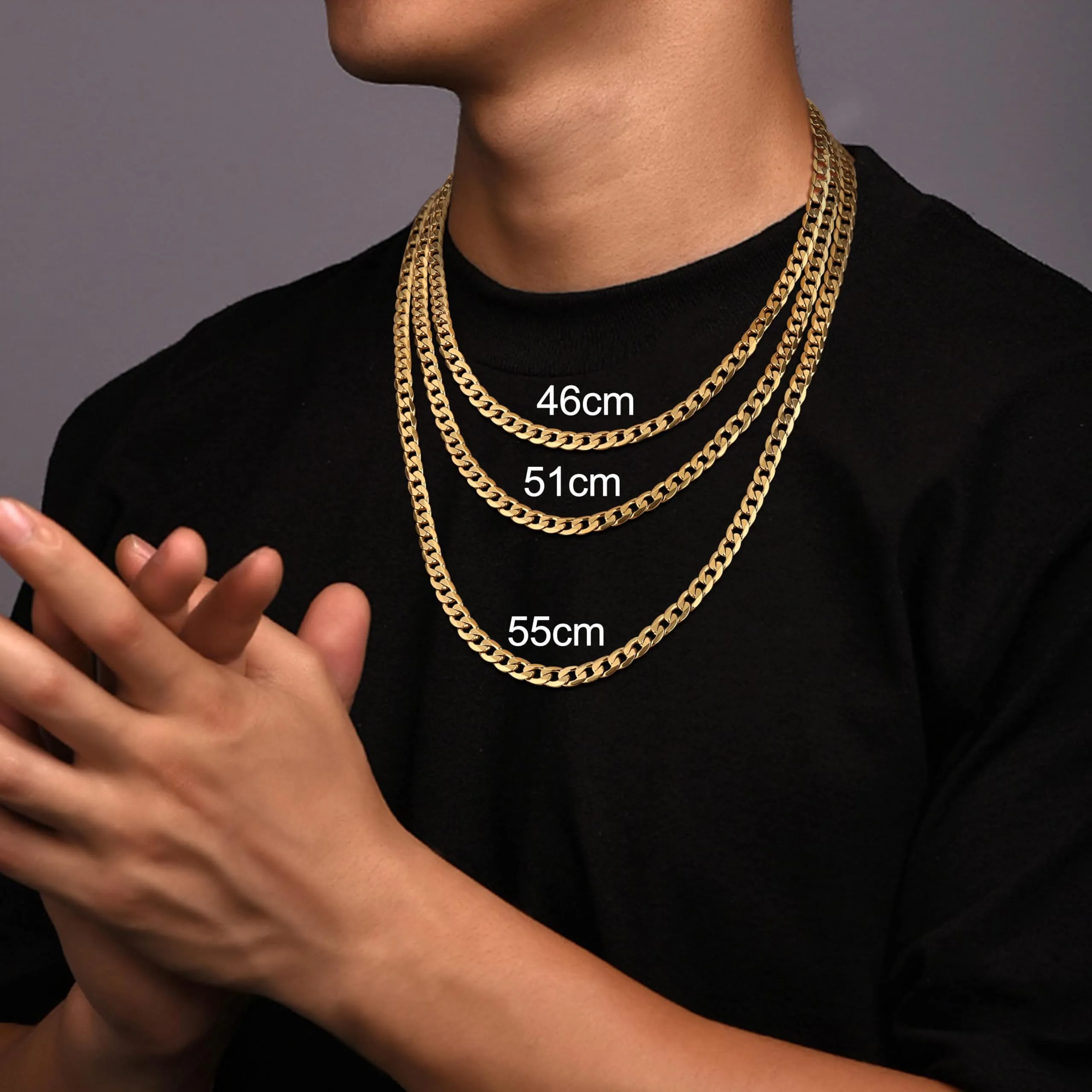 LOLIAS Set Collana e Bracciale Uomo in Acciaio Inossidabile Placcato Oro 14k - immagine 2