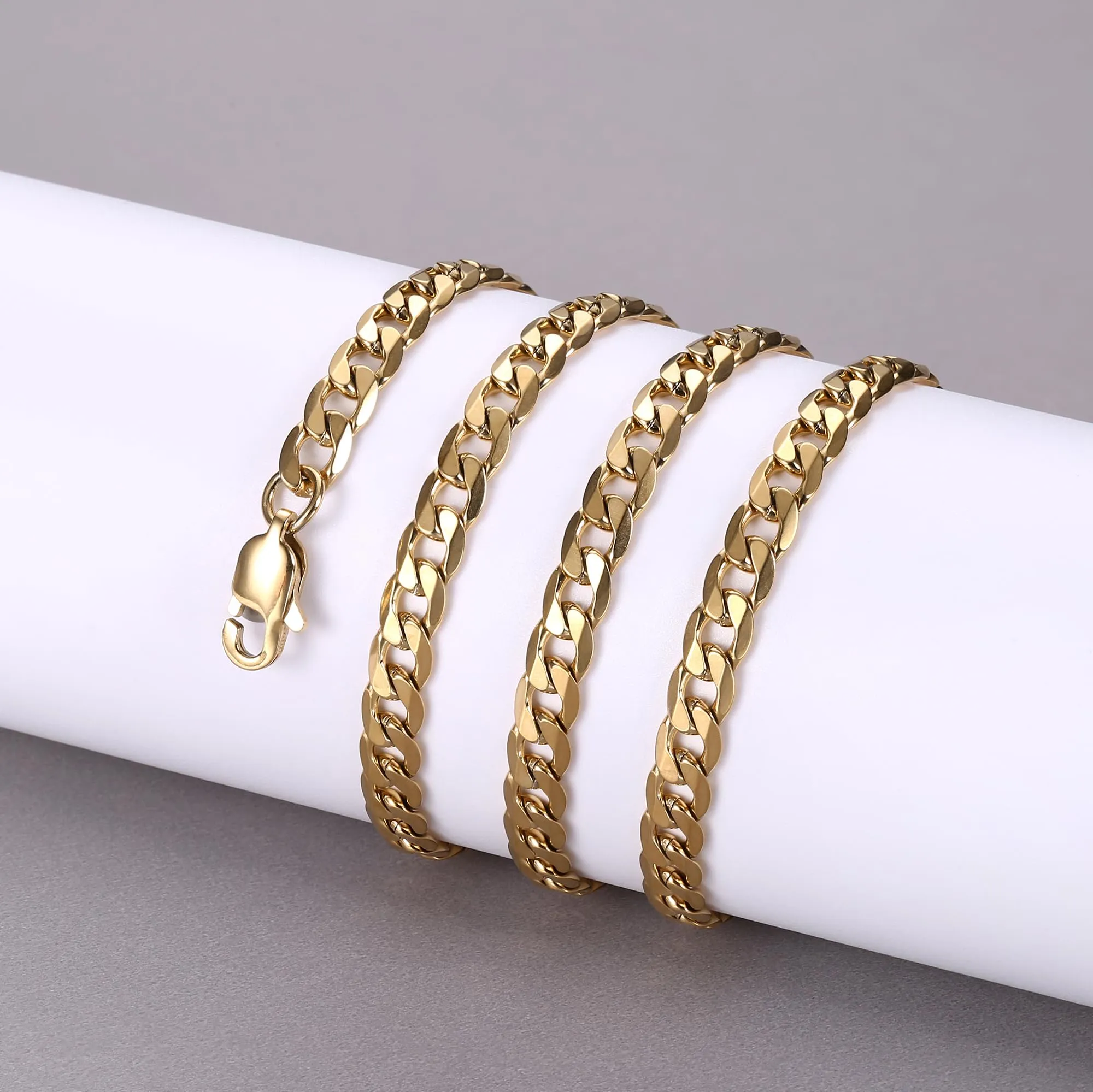 LOLIAS Set Collana e Bracciale Uomo in Acciaio Inossidabile Placcato Oro 14k - immagine 9