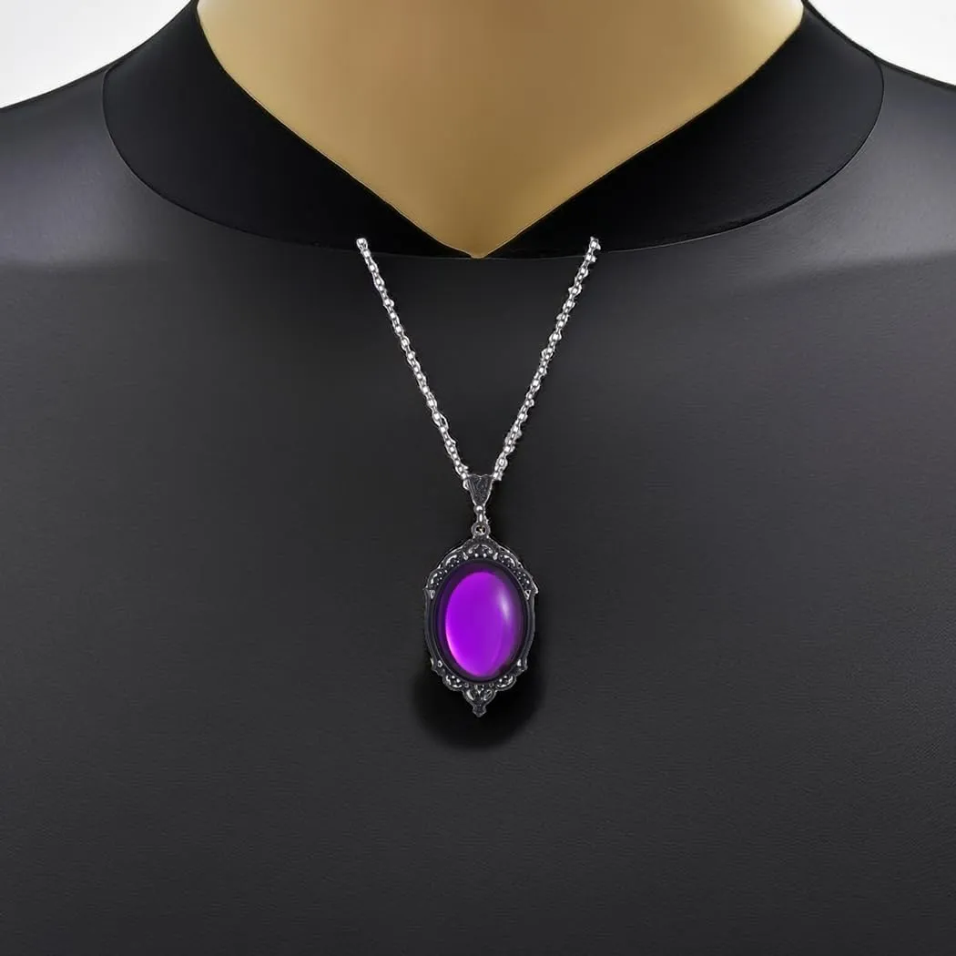GTYARYUA Collana con Ciondolo Gotico di Cristallo, Stile Strega e Vampiro, Viola - immagine 4