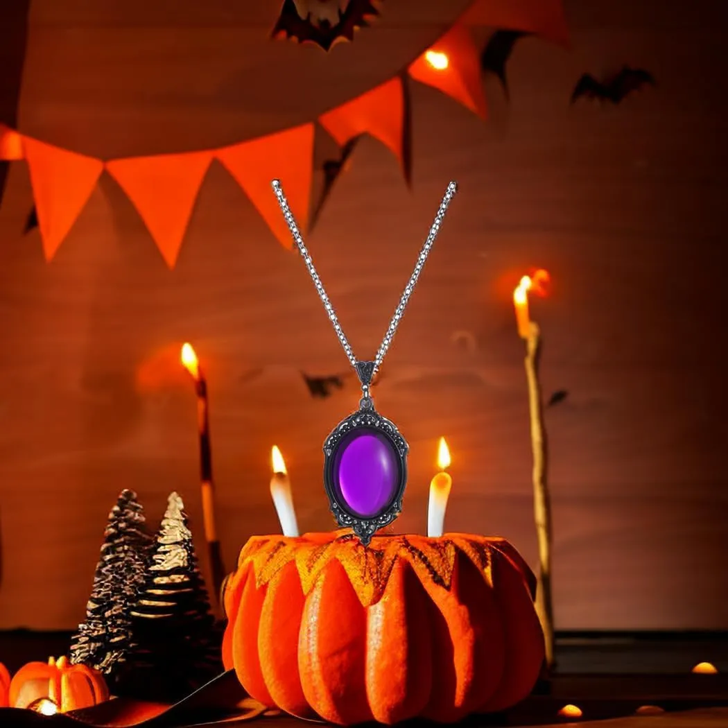 GTYARYUA Collana con Ciondolo Gotico di Cristallo, Stile Strega e Vampiro, Viola - immagine 5
