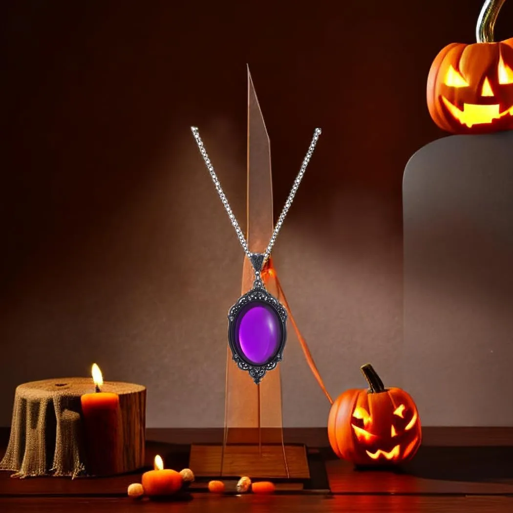 GTYARYUA Collana con Ciondolo Gotico di Cristallo, Stile Strega e Vampiro, Viola - immagine 6
