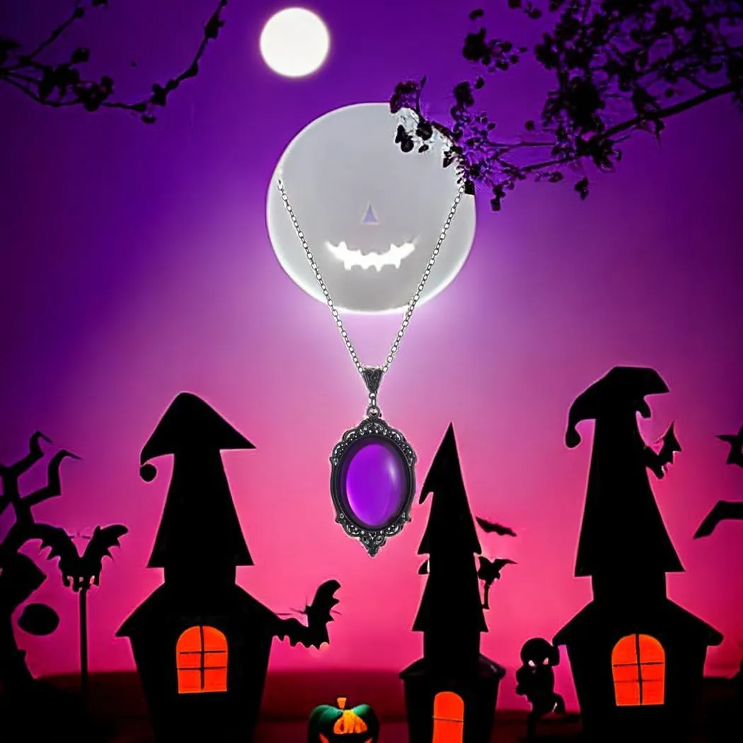 GTYARYUA Collana con Ciondolo Gotico di Cristallo, Stile Strega e Vampiro, Viola - immagine 8