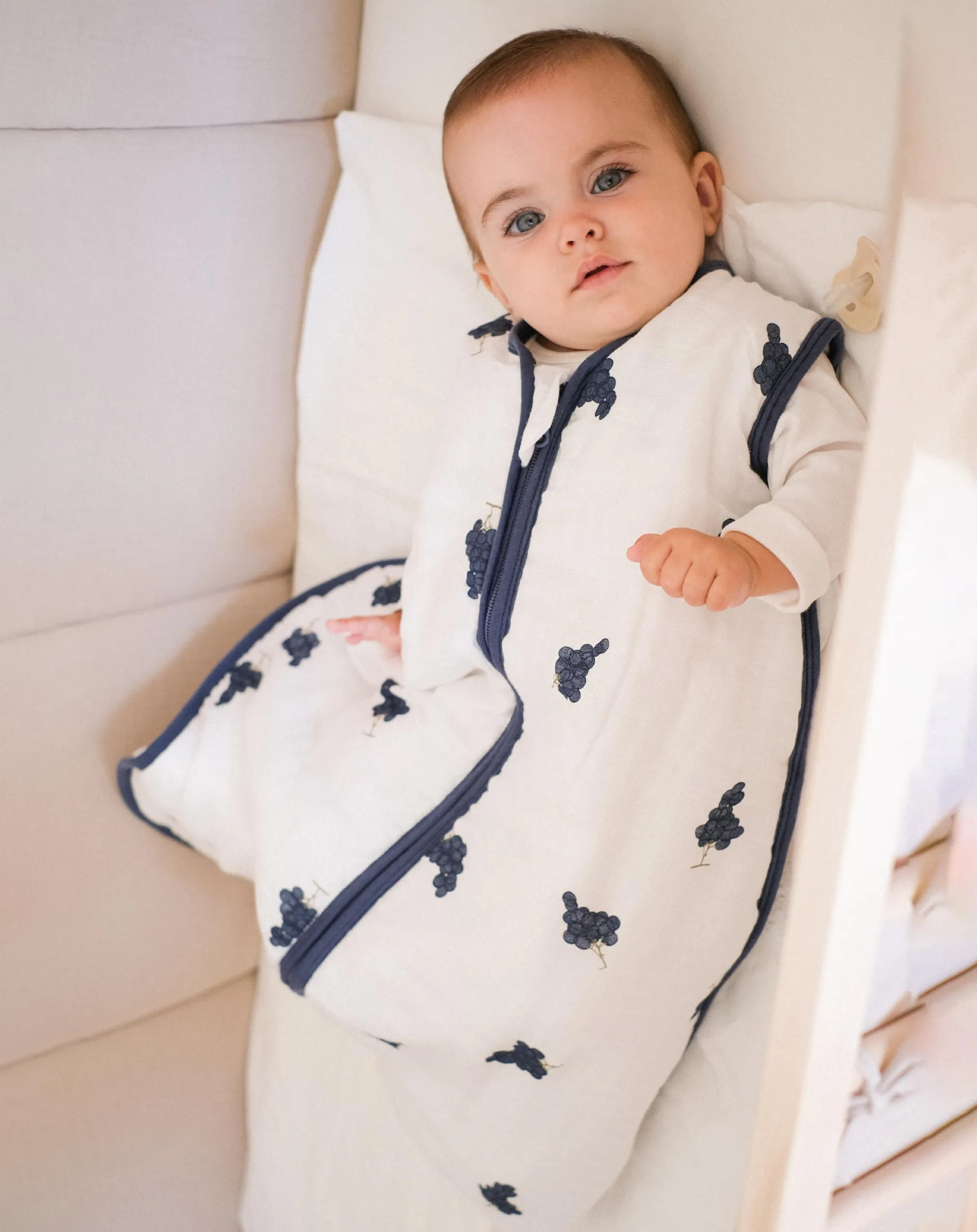 molis & co Sacco Nanna 2.5 TOG imbottito invernale per Neonati 6-18 mesi (85 cm) in Mussola di Bambu Premium - Senza Maniche - Grapes - immagine 6