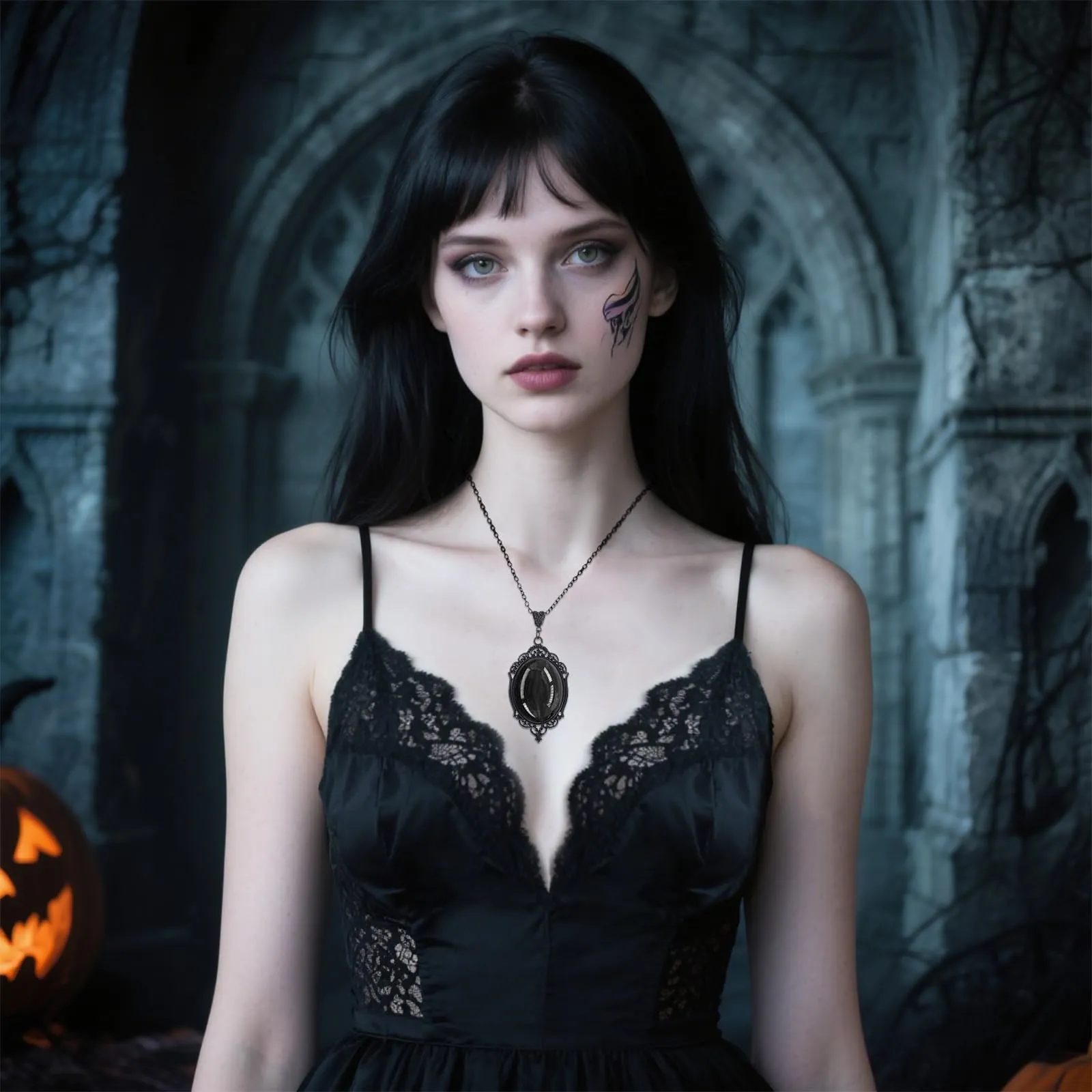 GTYARYUA Collana con Ciondolo Gotico di Cristallo per Donna, Nero - immagine 3