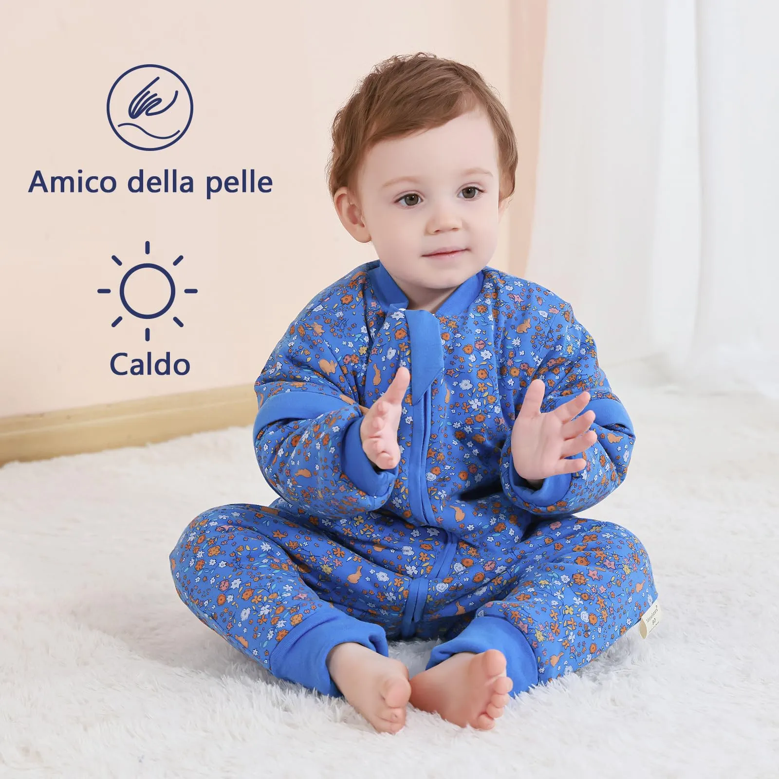 Mosebears Sacco nanna con gambe 2.5 Tog per bambini, foderato invernale con maniche staccabili, Unisex - immagine 2