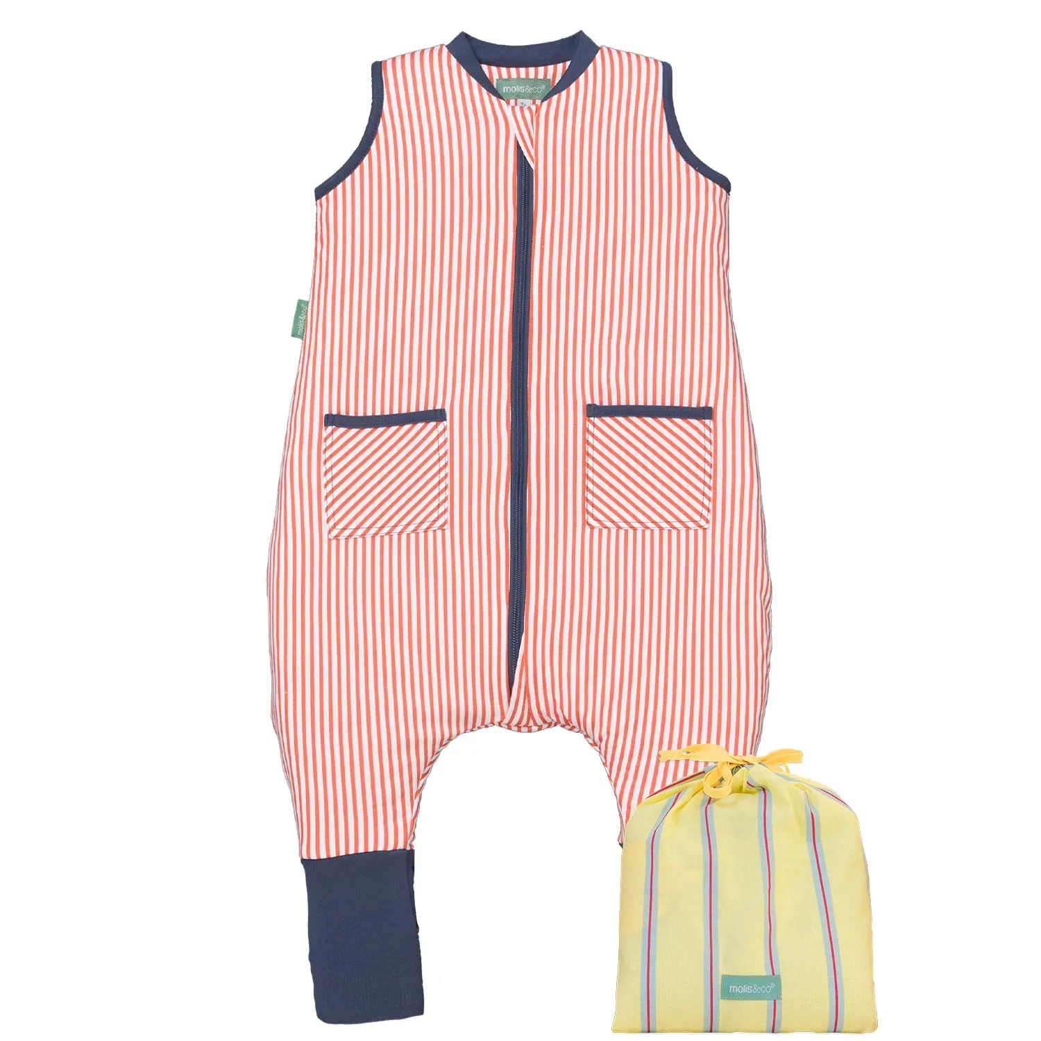 molis & co Sacco Nanna con piedini 1 TOG, 100% Cotone Oeko-TEX 100, Sailor Orange, 3-6 mesi - immagine 1