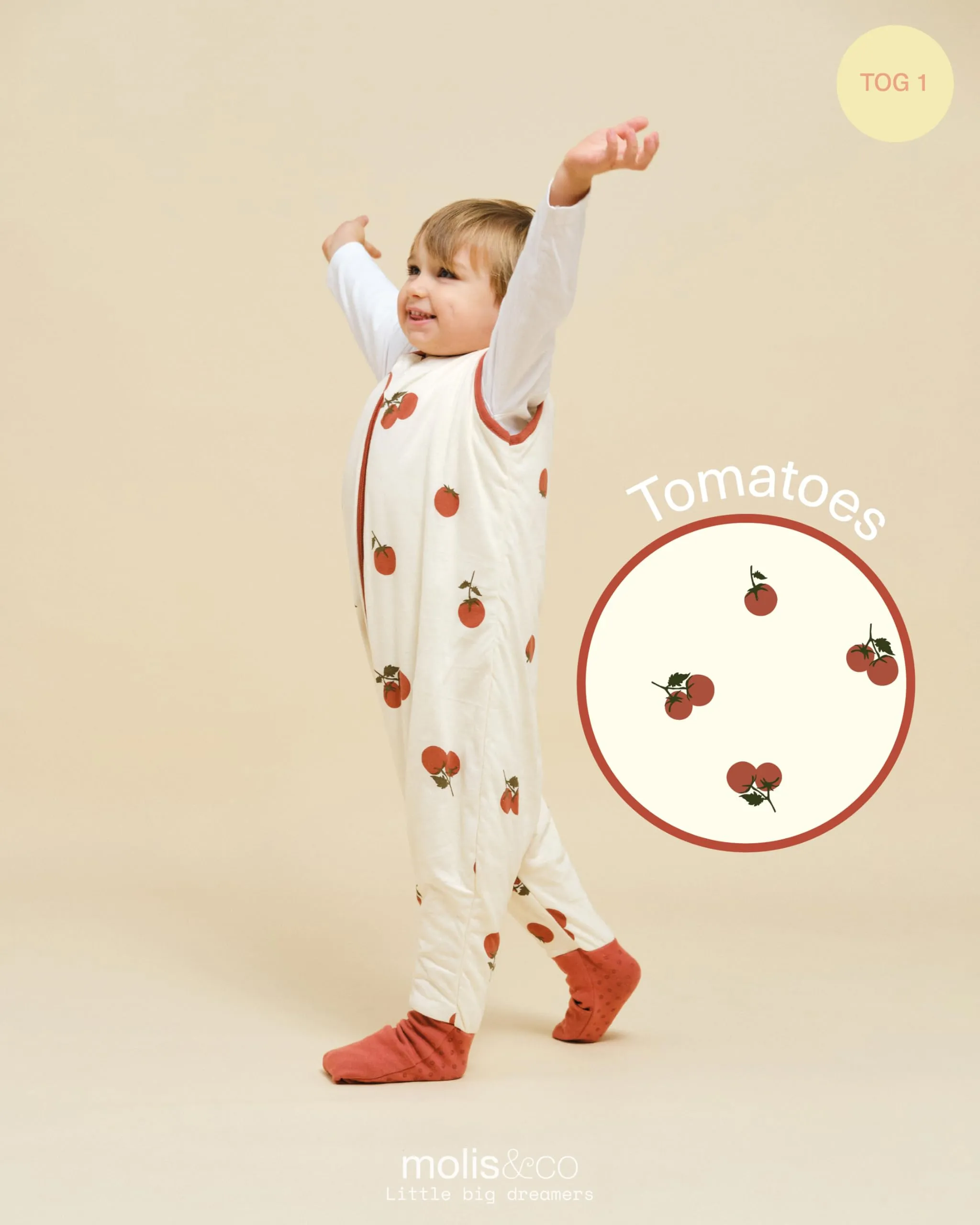 molis & co Sacco Nanna con piedini 1 tog, 100% Cotone Oeko-TEX 100, Tomatoes, 6 anni - immagine 4