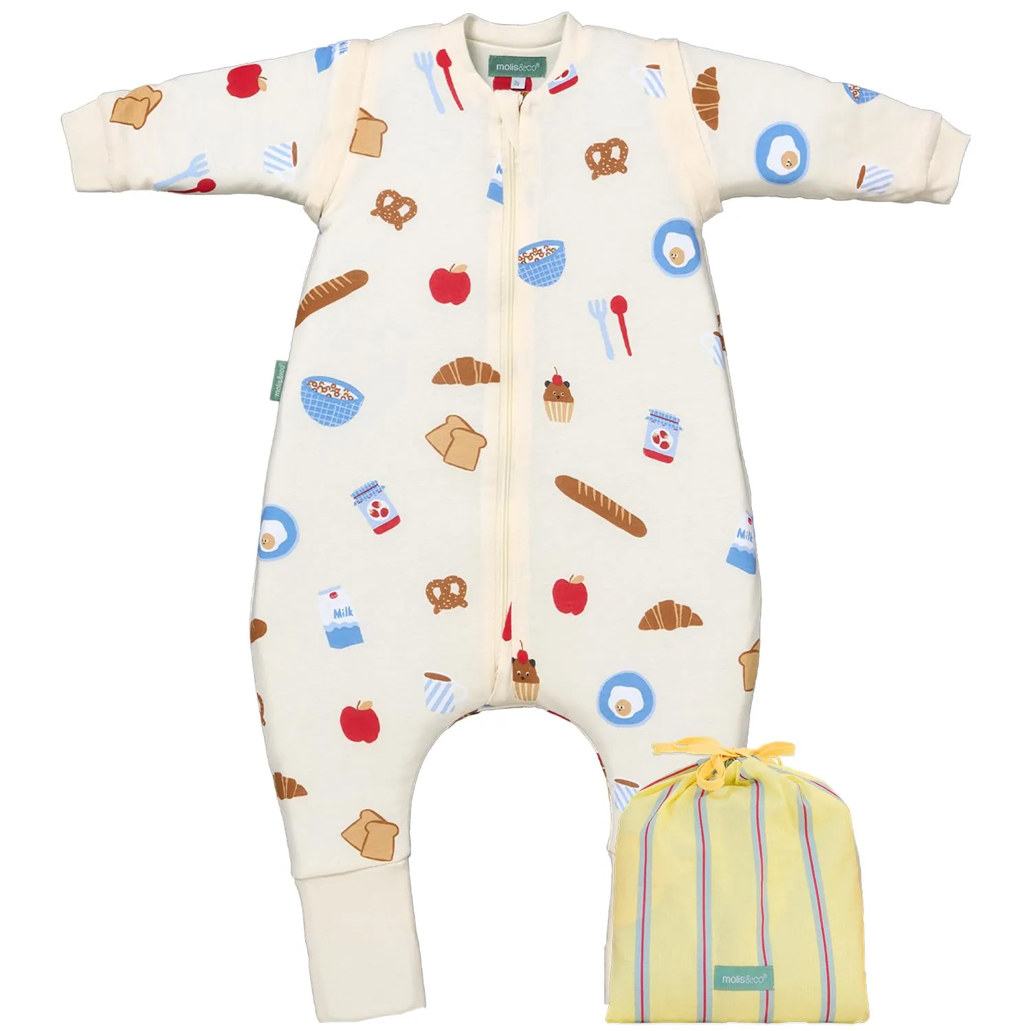 molis & co Sacco Nanna con piedini, maniche staccabili e calzini - Primavera/Autunno - 100% Cotone Oeko-Tex - Good Morning (3 anni) - immagine 1