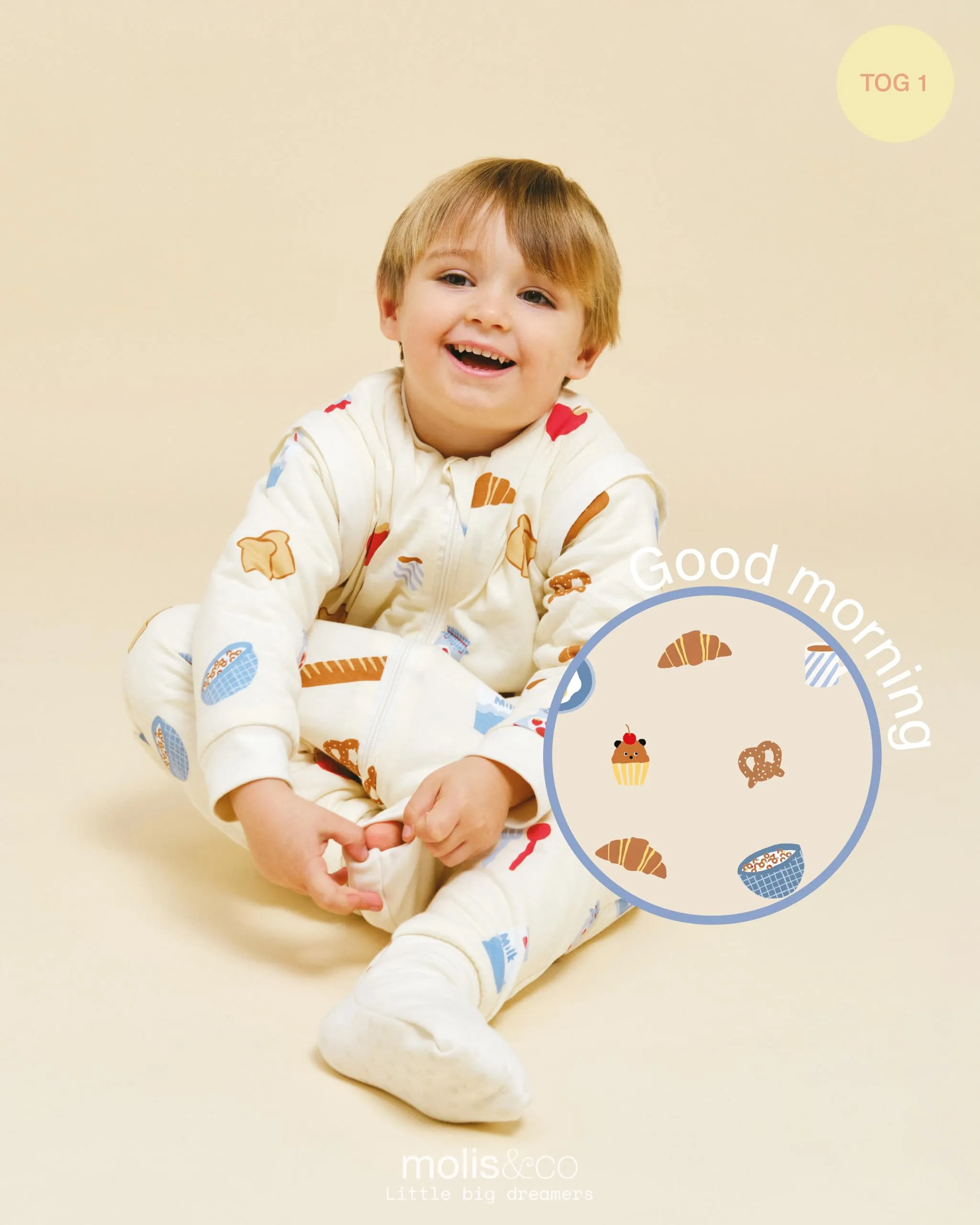 molis & co Sacco Nanna con piedini, maniche staccabili e calzini - Primavera/Autunno - 100% Cotone Oeko-Tex - Good Morning (3 anni) - immagine 4