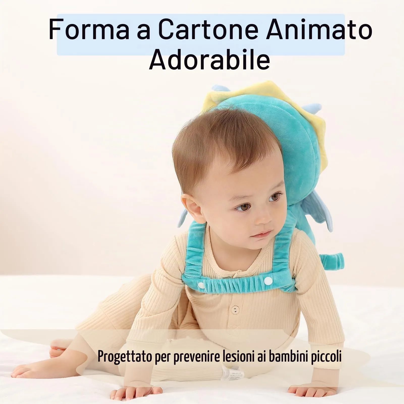 Bambebe Cuscino Anticaduta Protezione Testa per Neonato e Bambini, Zainetto Regolabile Primi Passi (Drago Verde) - immagine 4