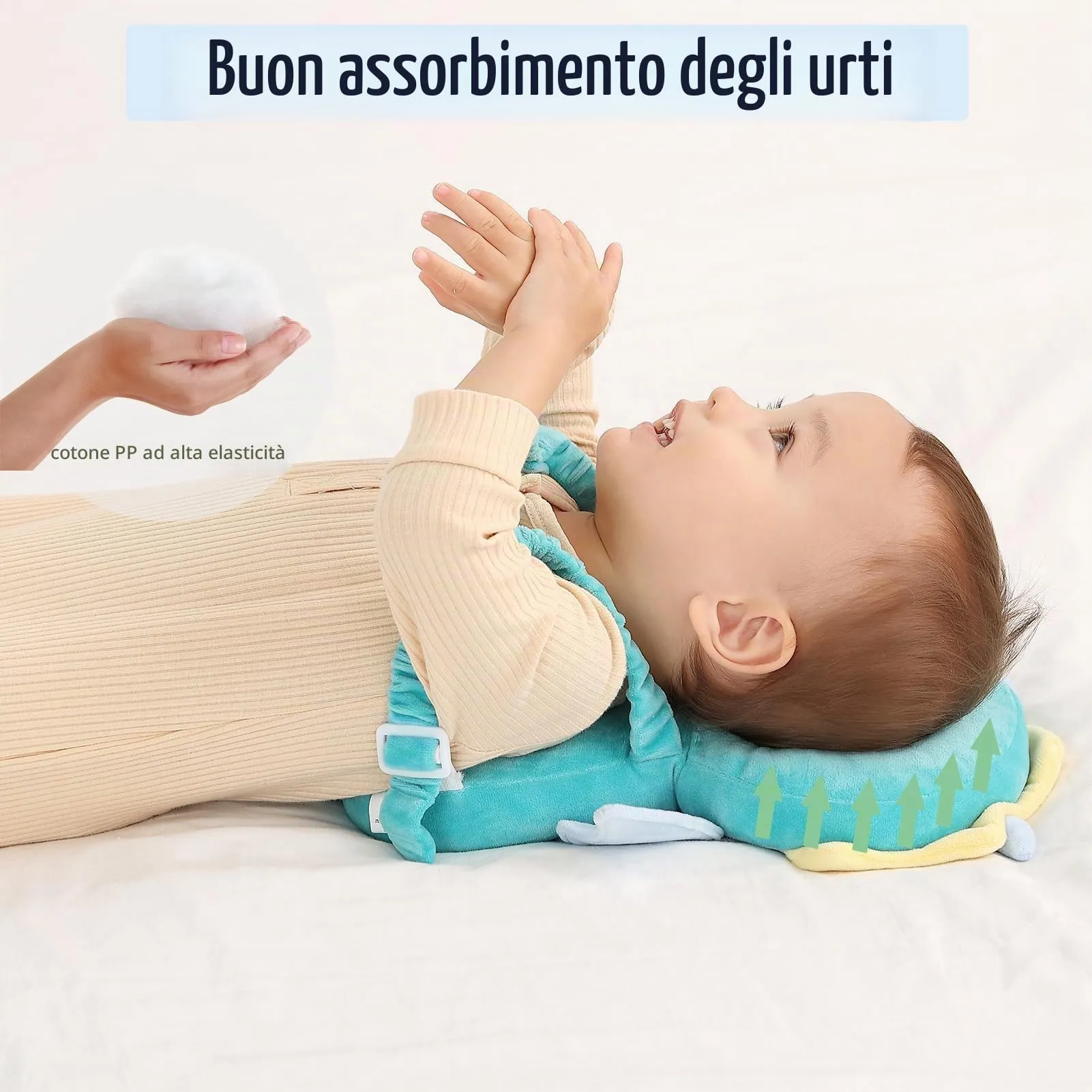 Bambebe Cuscino Anticaduta Protezione Testa per Neonato e Bambini, Zainetto Regolabile Primi Passi (Drago Verde) - immagine 5