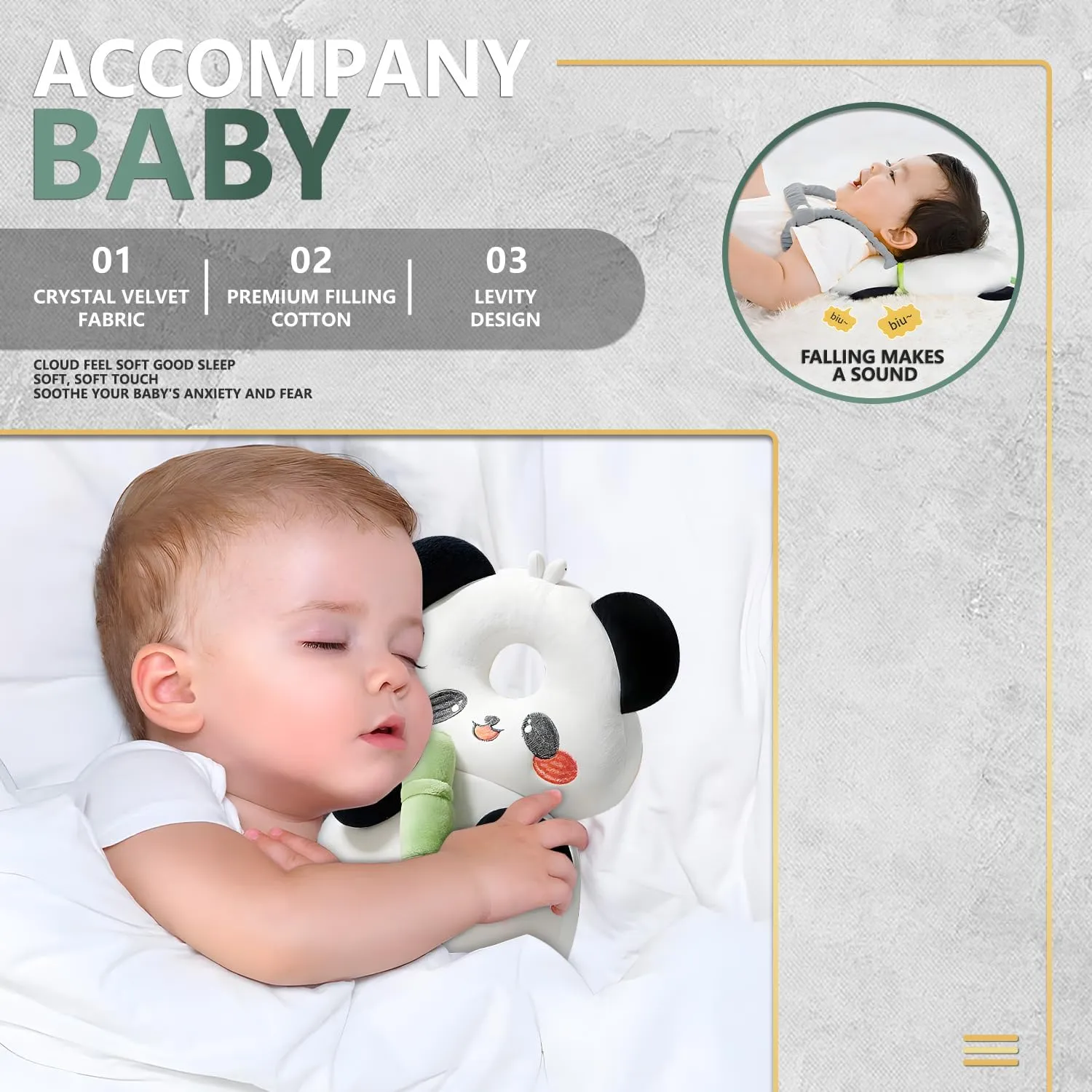 Bambebe Cuscino Anticaduta Protezione Testa per Neonato e Bambini, Zainetto Regolabile Primi Passi (Panda) - immagine 7