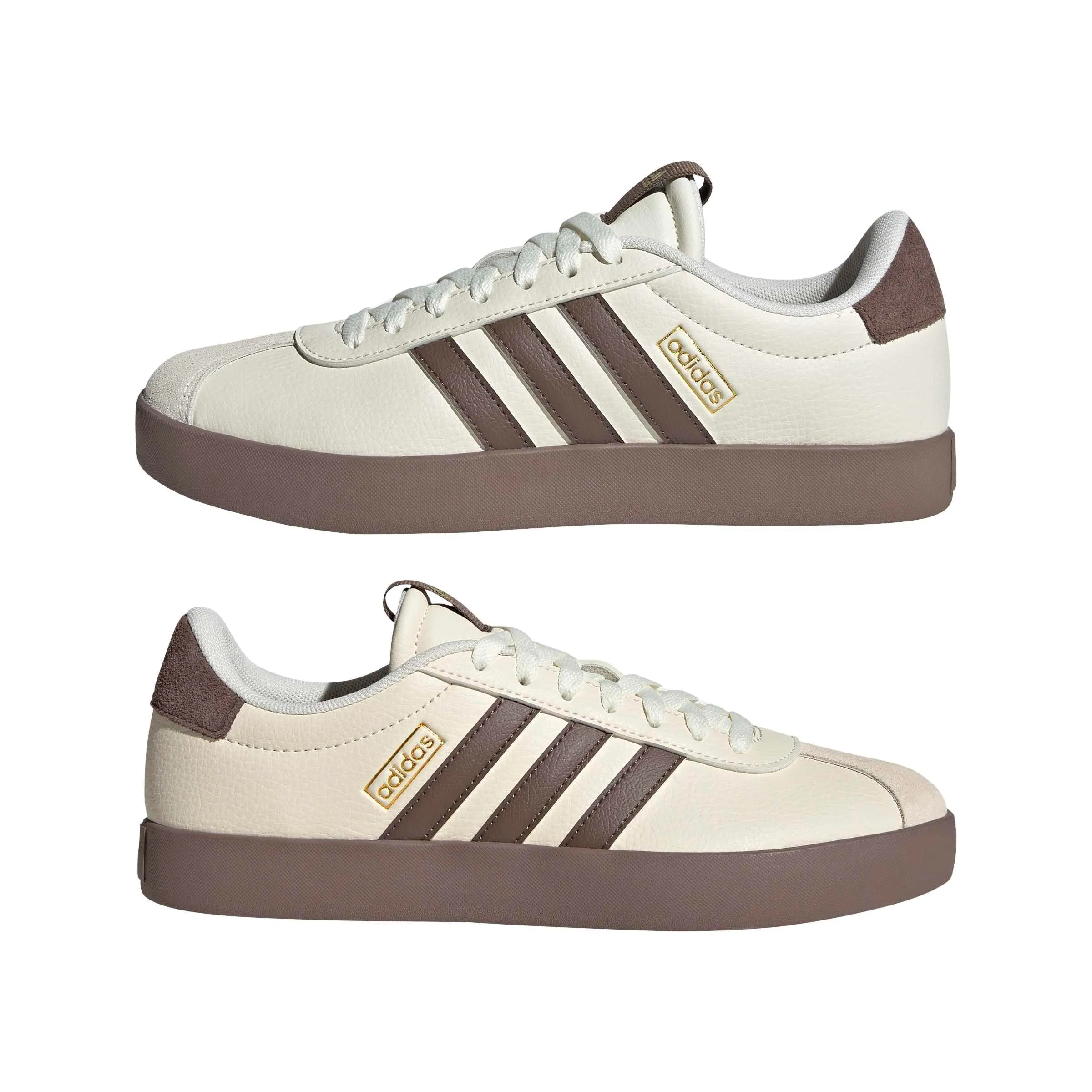 adidas VL Court 3.0 Women's Shoes - Off White/Earth Strata/Gold Met - 36 2/3 EU - immagine 8
