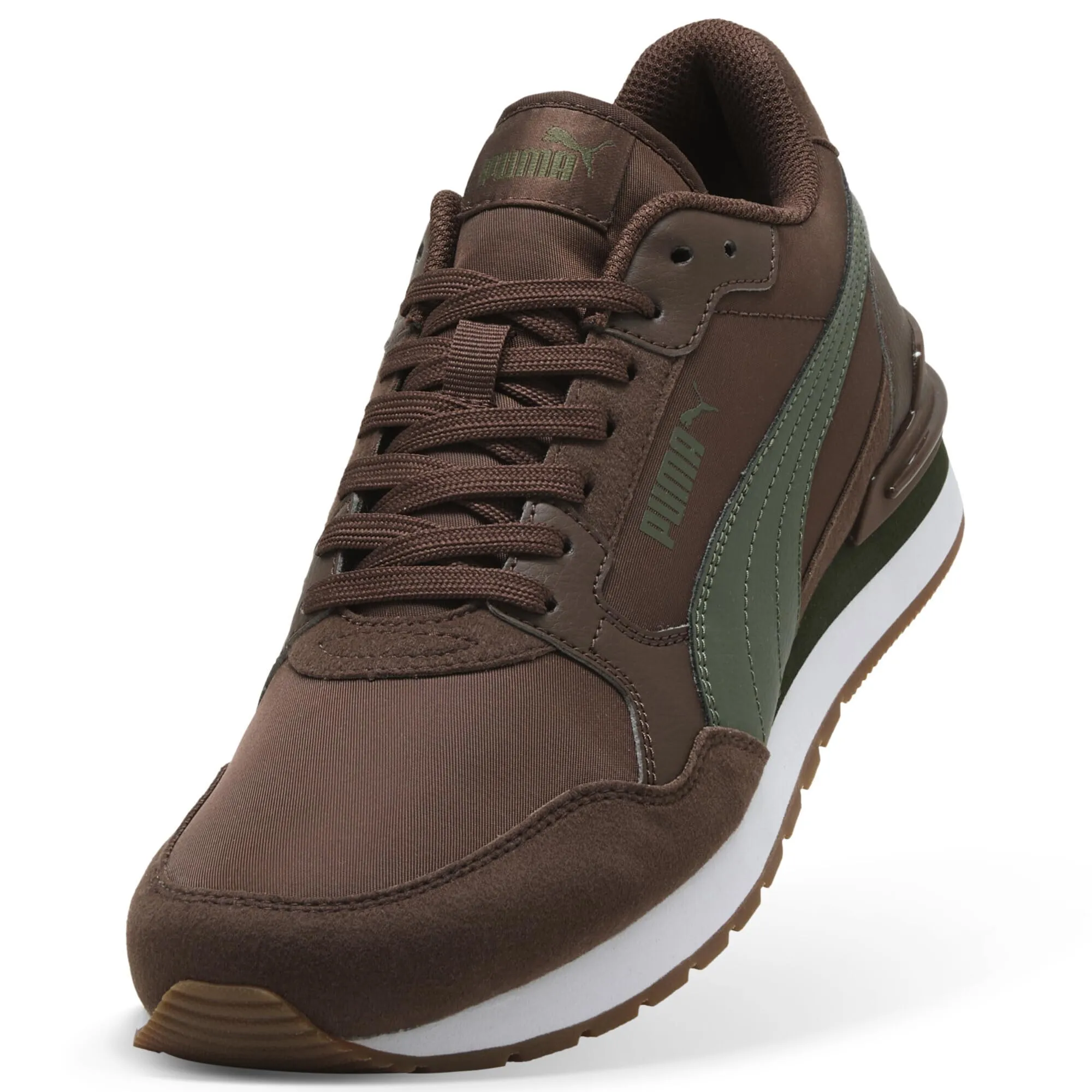 PUMA ST Runner v4 Nylon Sneakers, Chestnut Brown Moss Veil White Gum Green, Size 37 EU - immagine 7